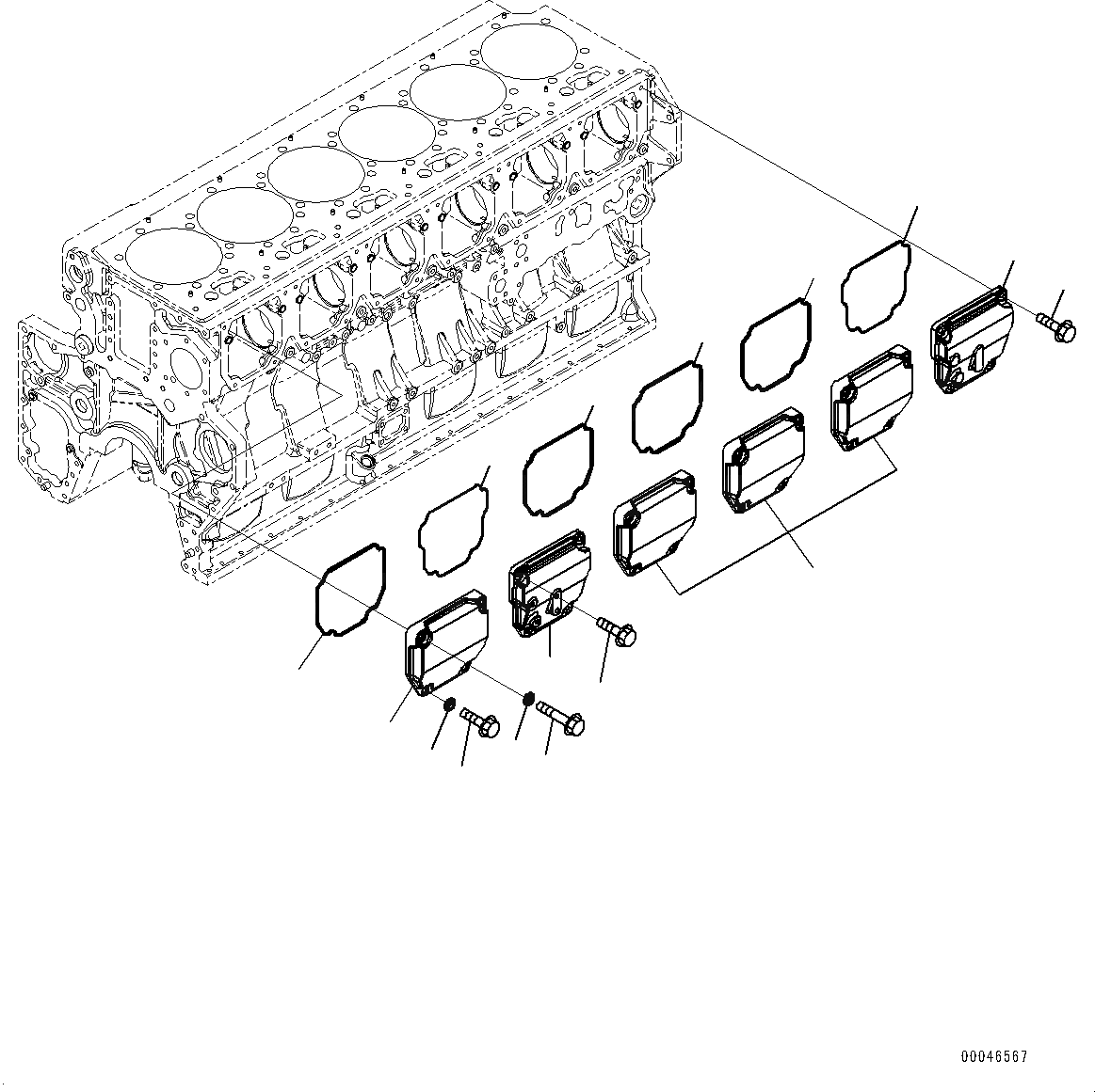 Схема запчастей Komatsu SAA6D170E-5AR - КРЫШКА ТОЛКАТЕЛЕЙ КЛАПАНА (№9-) КРЫШКА ТОЛКАТЕЛЕЙ КЛАПАНА
