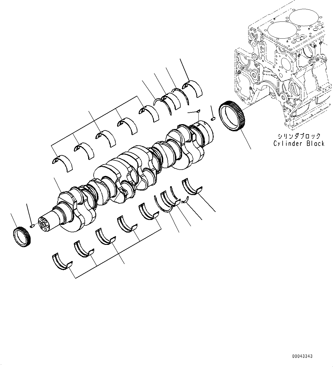 Схема запчастей Komatsu SAA6D170E-5AR - КОЛЕНВАЛ (№-) КОЛЕНВАЛ