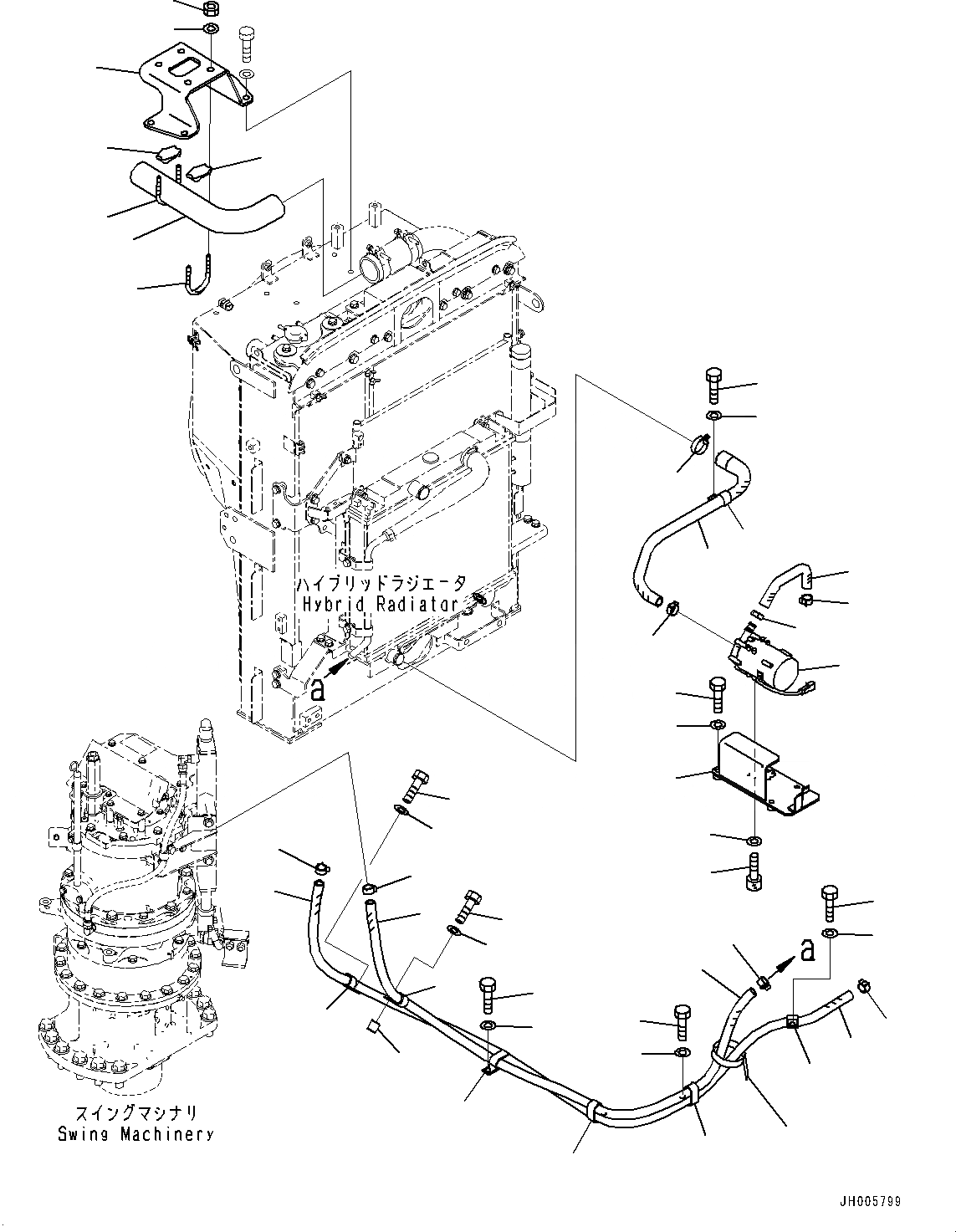 Схема запчастей Komatsu HB205-1 - СИСТЕМА ОХЛАЖДЕНИЯ, HYBRID СИСТЕМА ТРУБ ОХЛАЖДЕНИЯ (№-) СИСТЕМА ОХЛАЖДЕНИЯ