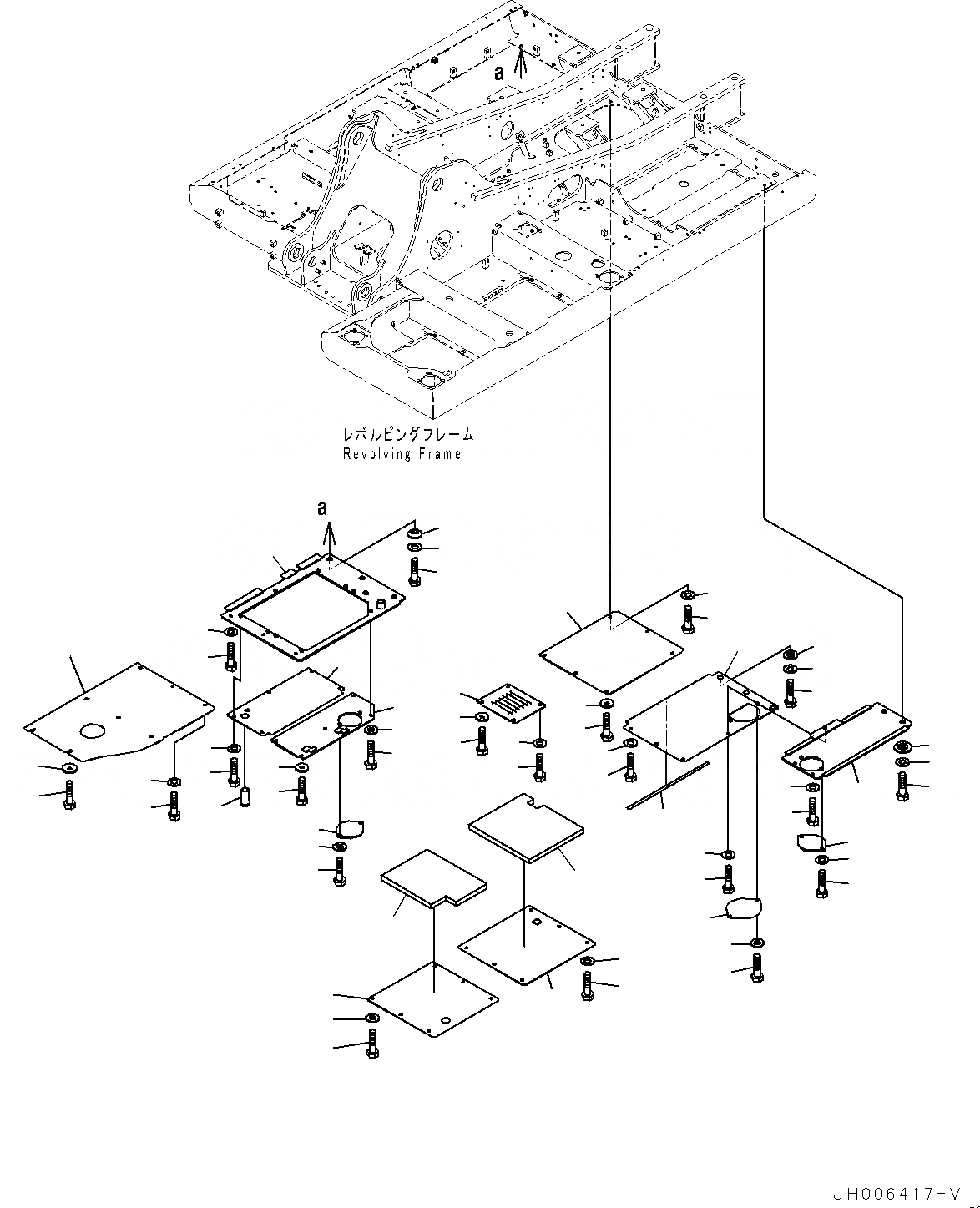 Схема запчастей Komatsu HB205-1 - НИЖН. КРЫШКА, (№-) НИЖН. КРЫШКА