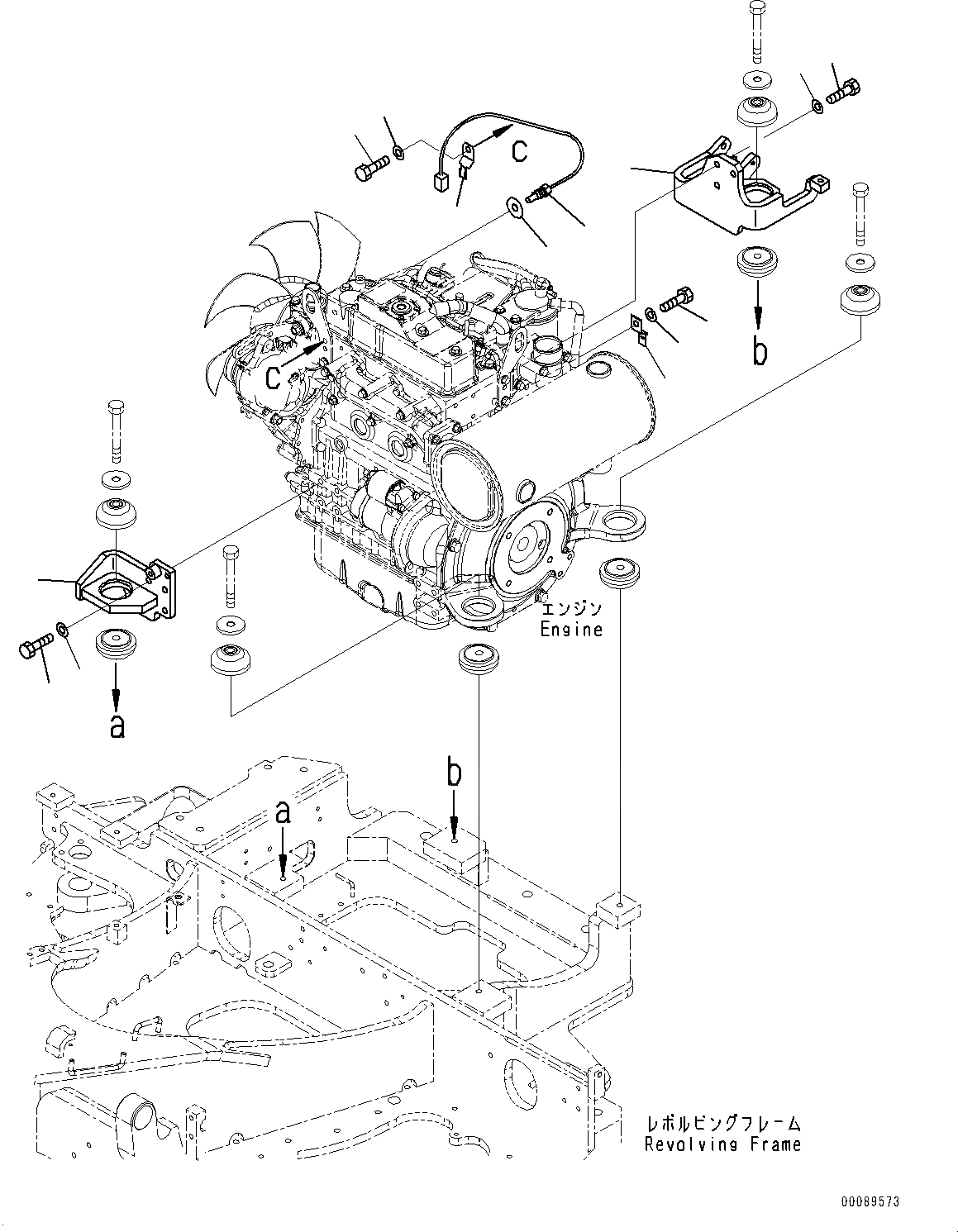 Схема запчастей Komatsu PC35MR-3 - ДВИГАТЕЛЬ БЛОК, КРЕПЛЕНИЕ (/) (№979-) ДВИГАТЕЛЬ БЛОК, ДЛЯ КАБИНА ROPS, КОНДИЦ. ВОЗДУХА, КРОМЕ ЯПОН.