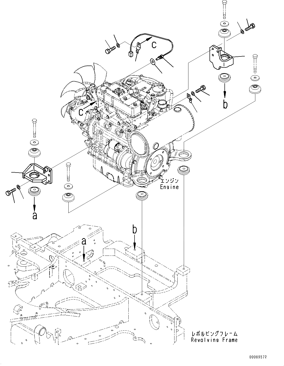 Схема запчастей Komatsu PC35MR-3 - ДВИГАТЕЛЬ БЛОК, КРЕПЛЕНИЕ (/) (№979-) ДВИГАТЕЛЬ БЛОК, ДЛЯ КАБИНА ROPS, ПЕЧКА, КРОМЕ ЯПОН.