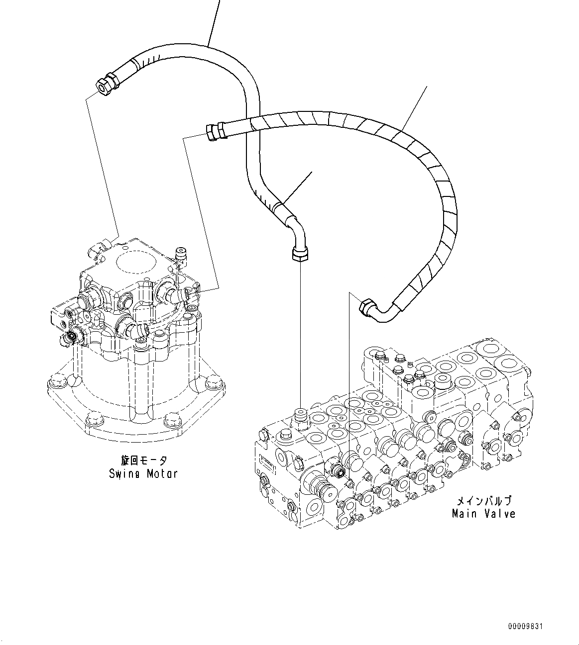 Схема запчастей Komatsu PC35MR-3 - АКТУАТОР ТРУБЫ, ТРУБЫ (/) (№9-) АКТУАТОР ТРУБЫ