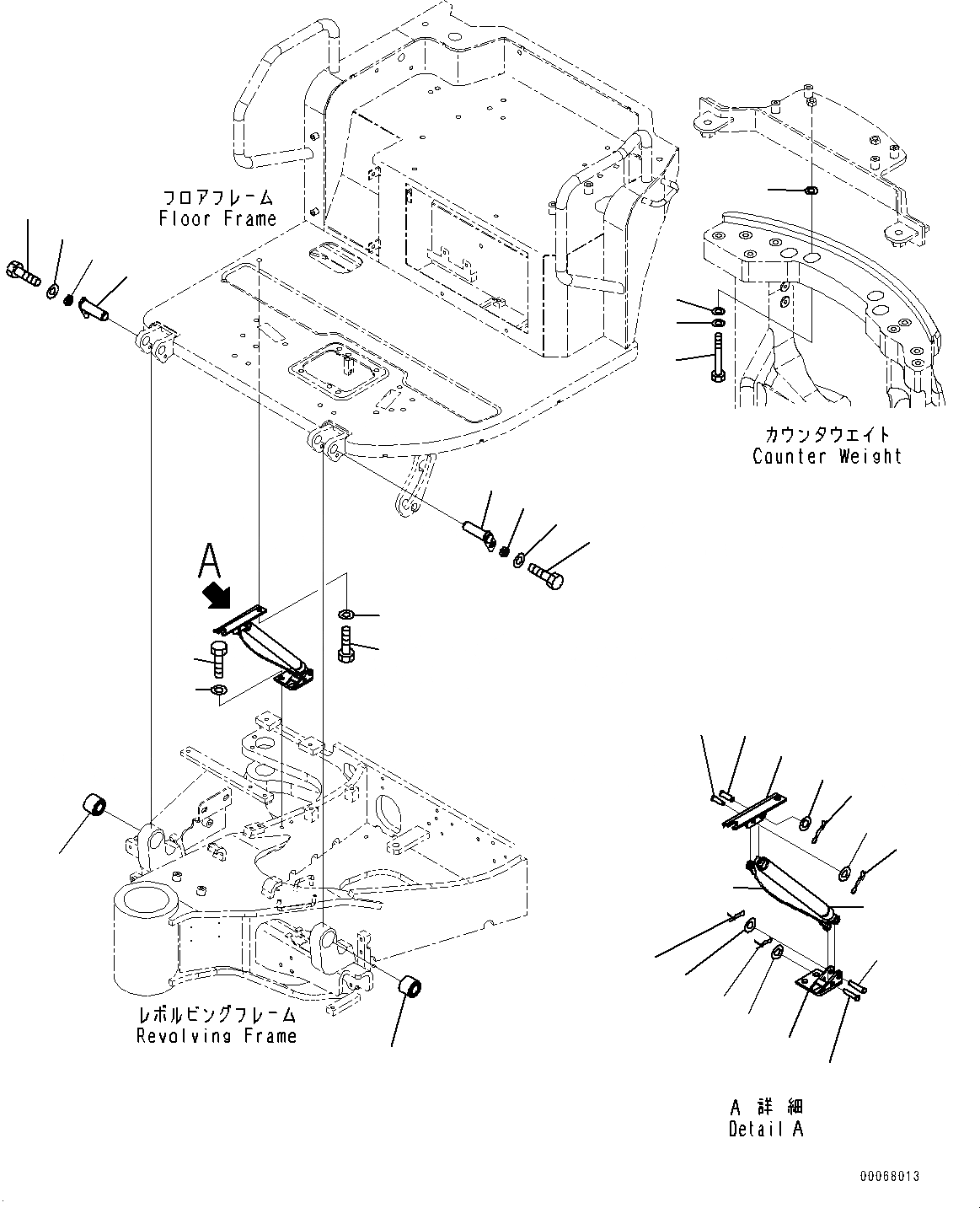 Схема запчастей Komatsu PC35MR-3 - КРЕПЛЕНИЕ ПОЛАING, GAS SPRINGS КОМПОНЕНТЫ (№9-) КРЕПЛЕНИЕ ПОЛАING, ДЛЯ СИСТЕМА ROPS, НАВЕС, PLASTIC TOP