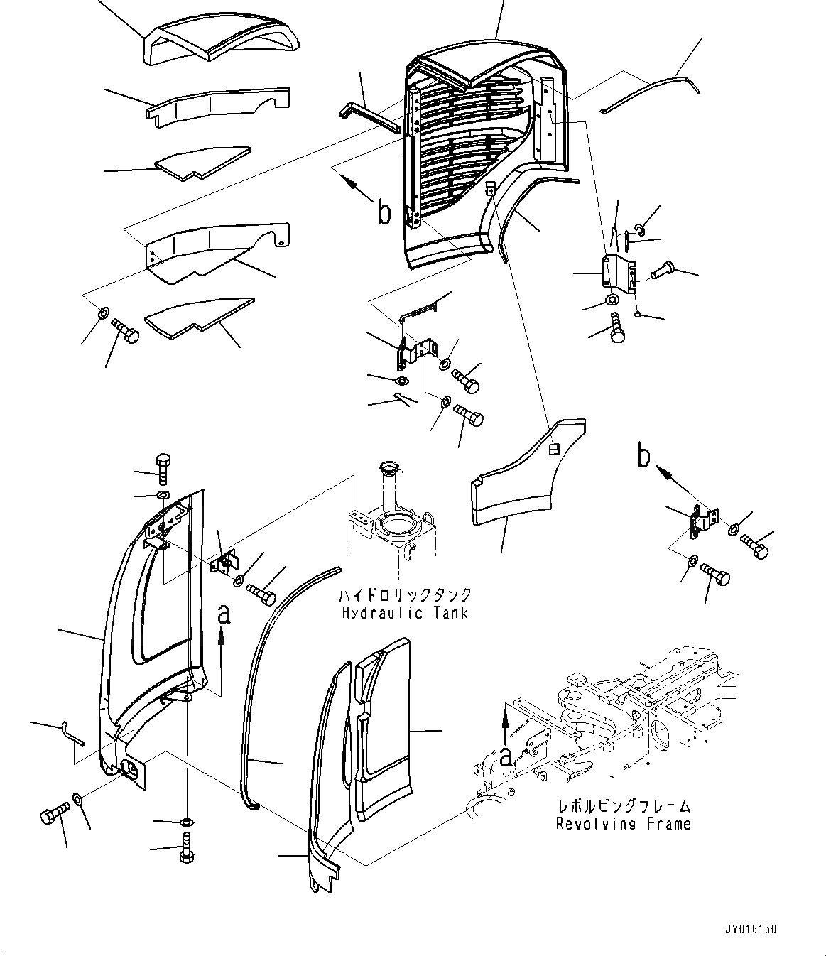 Схема запчастей Komatsu PC35MR-3 - ПРАВ. COVER, КРЫШКА(/) (№7-) ПРАВ. COVER, С КОНДИЦИОНЕРОМ, ДЛЯ КАБИНА ROPS