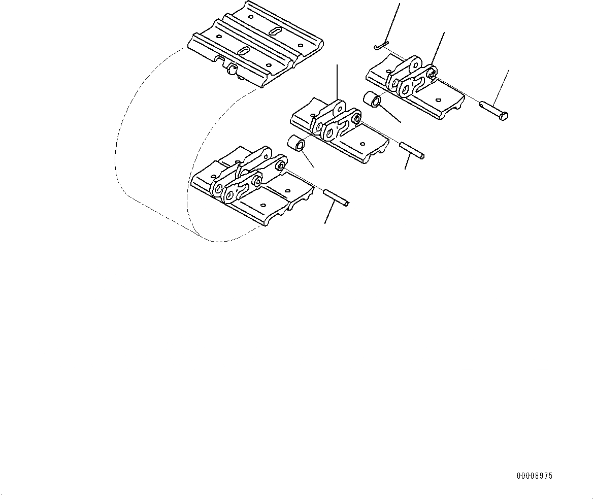 Схема запчастей Komatsu PC35MR-3 - ГУСЕНИЦЫ ASSEMBLY, ГУСЕНИЦЫ (№-) ГУСЕНИЦЫ ASSEMBLY, ОТВЕРСТИЕD ДВОЙН. ГРУНТОЗАЦЕП SHOE, MM ШИР.