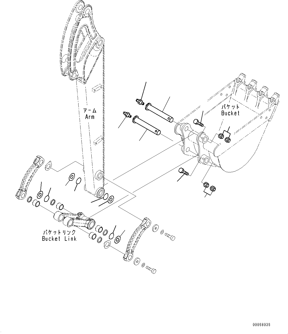 Схема запчастей Komatsu PC35MR-3 - ПАЛЕЦ КОВША (№9-) ПАЛЕЦ КОВША