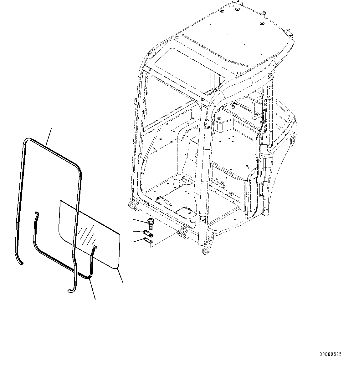 Схема запчастей Komatsu PC30MR-3 - КАБИНА, ПЕРЕДН. НИЖН. ОКНА (№7-) КАБИНА, КРОМЕ ЯПОН., С КОНДИЦИОНЕРОМ, МАСТЕР КЛЮЧ, БЕЗ НАВЕСН. ОБОРУД КЛАПАН