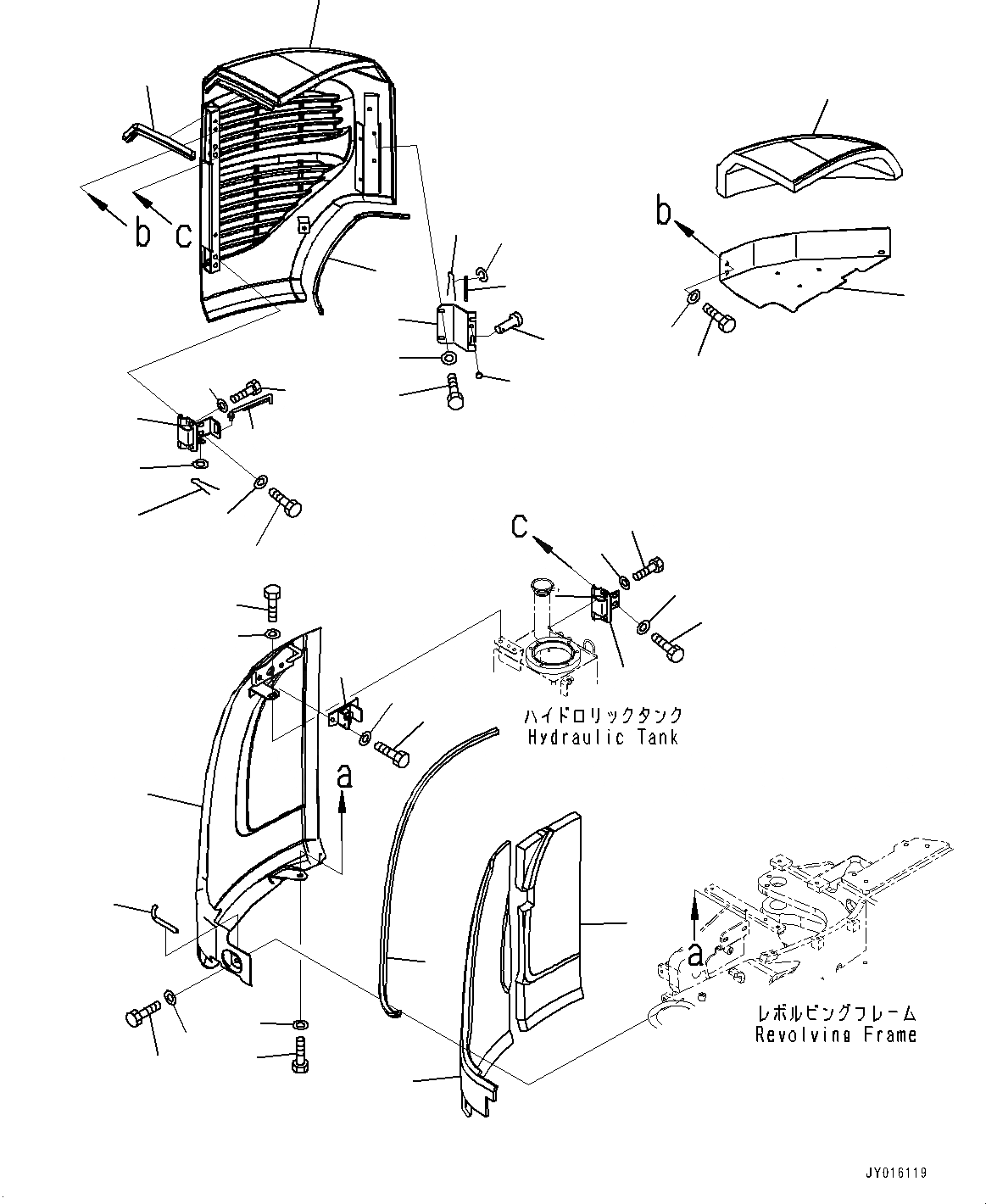 Схема запчастей Komatsu PC27MR-3 - ПРАВ. COVER, КРЫШКА(/) (№-) ПРАВ. COVER, КРОМЕ ЯПОН., ДЛЯ СИСТЕМА ROPS