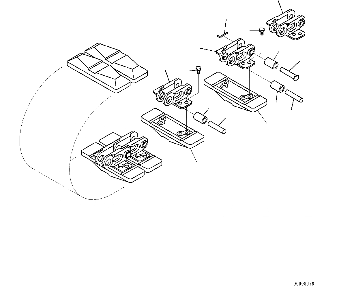 Схема запчастей Komatsu PC27MR-3 - ГУСЕНИЦЫ ASSEMBLY, ГУСЕНИЦЫ (№9-) ГУСЕНИЦЫ ASSEMBLY, РЕЗИН. SHOE, MM ШИР.