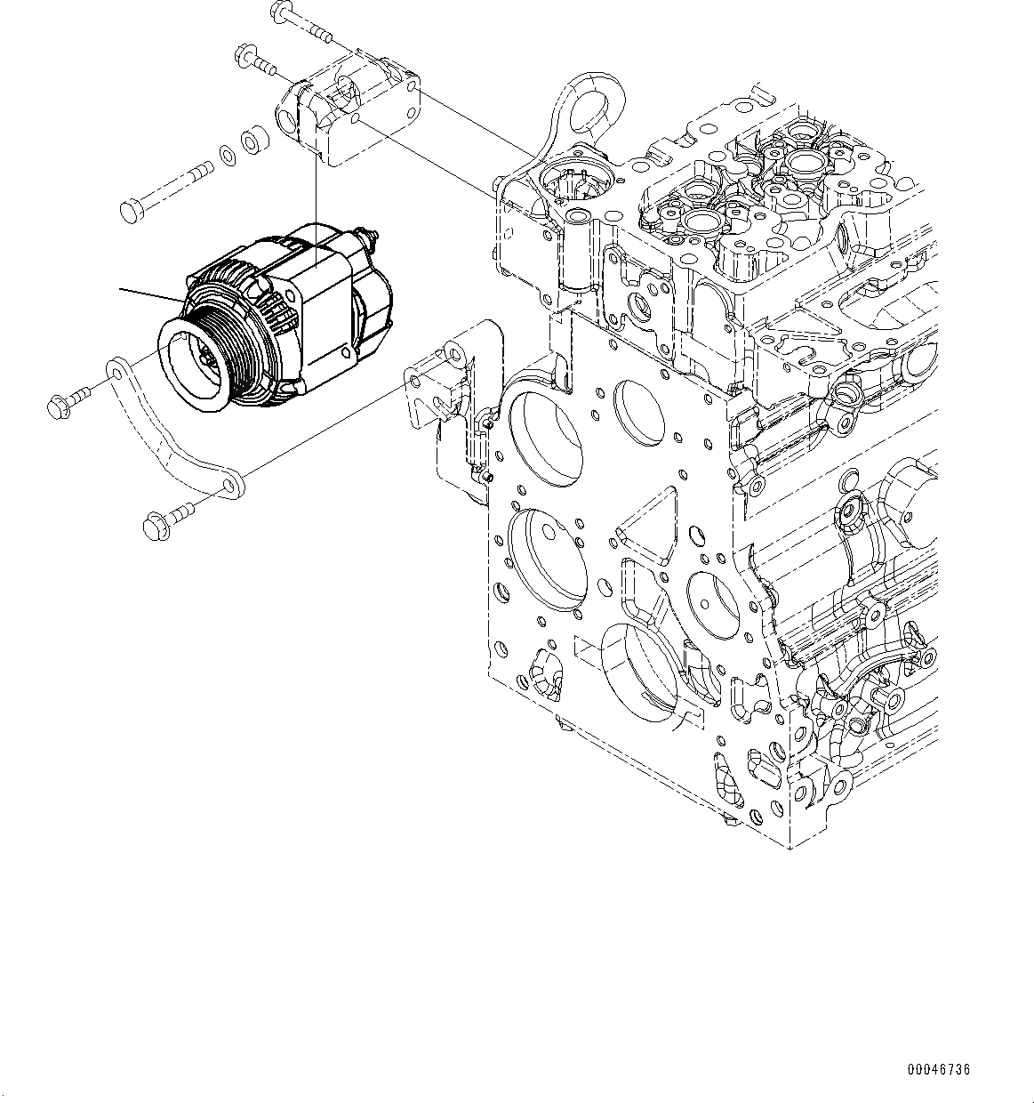 Схема запчастей Komatsu SAA6D107E-1C - ГЕНЕРАТОР (№-) ГЕНЕРАТОР, AMP.