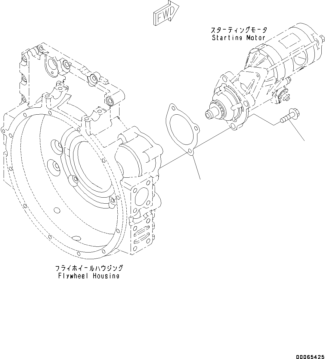 Схема запчастей Komatsu SAA6D107E-1C - КРЕПЛЕНИЕ СТАРТЕРА (№-) КРЕПЛЕНИЕ СТАРТЕРА, .KW