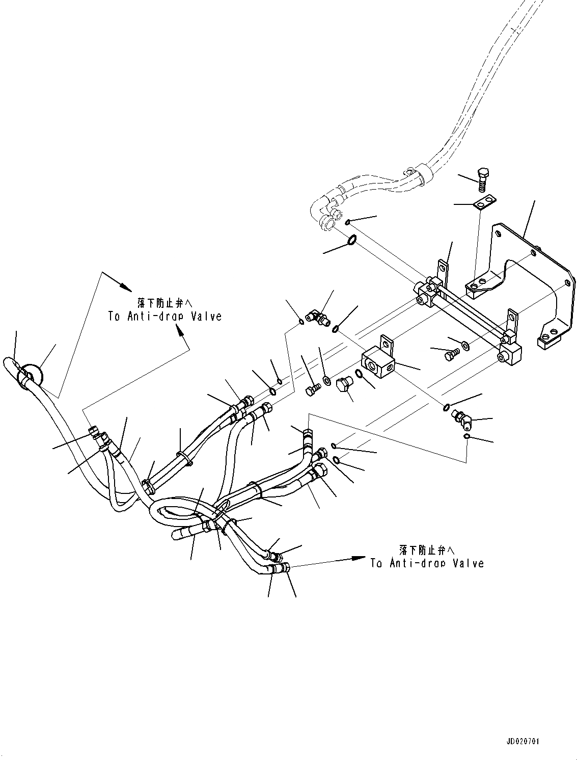 Схема запчастей Komatsu PC200-8 - ANTI-DROP КЛАПАН, РУКОЯТЬ ANTI-DROP КЛАПАН ТРУБЫ (№-) ANTI-DROP КЛАПАН, СТРЕЛА И РУКОЯТЬ