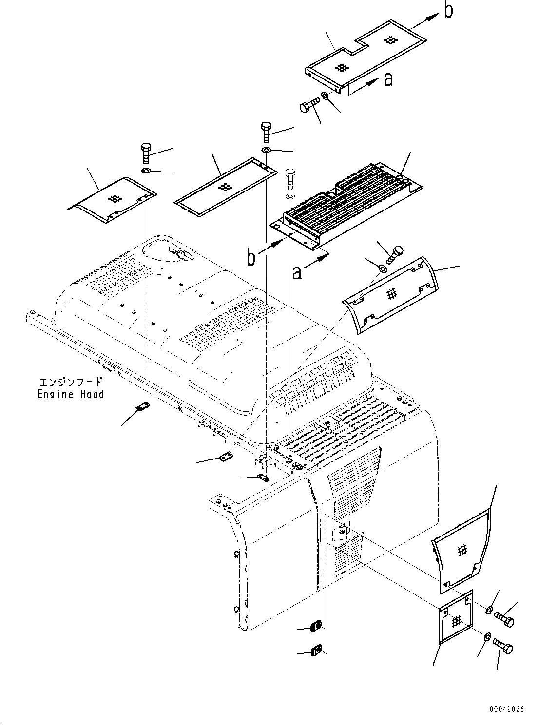 Схема запчастей Komatsu PC200-8 - КАПОТ, NET (№-) КАПОТ, С DUSTЗАЩИТА NET, INTAKE GAS И ВЫПУСКН. GAS