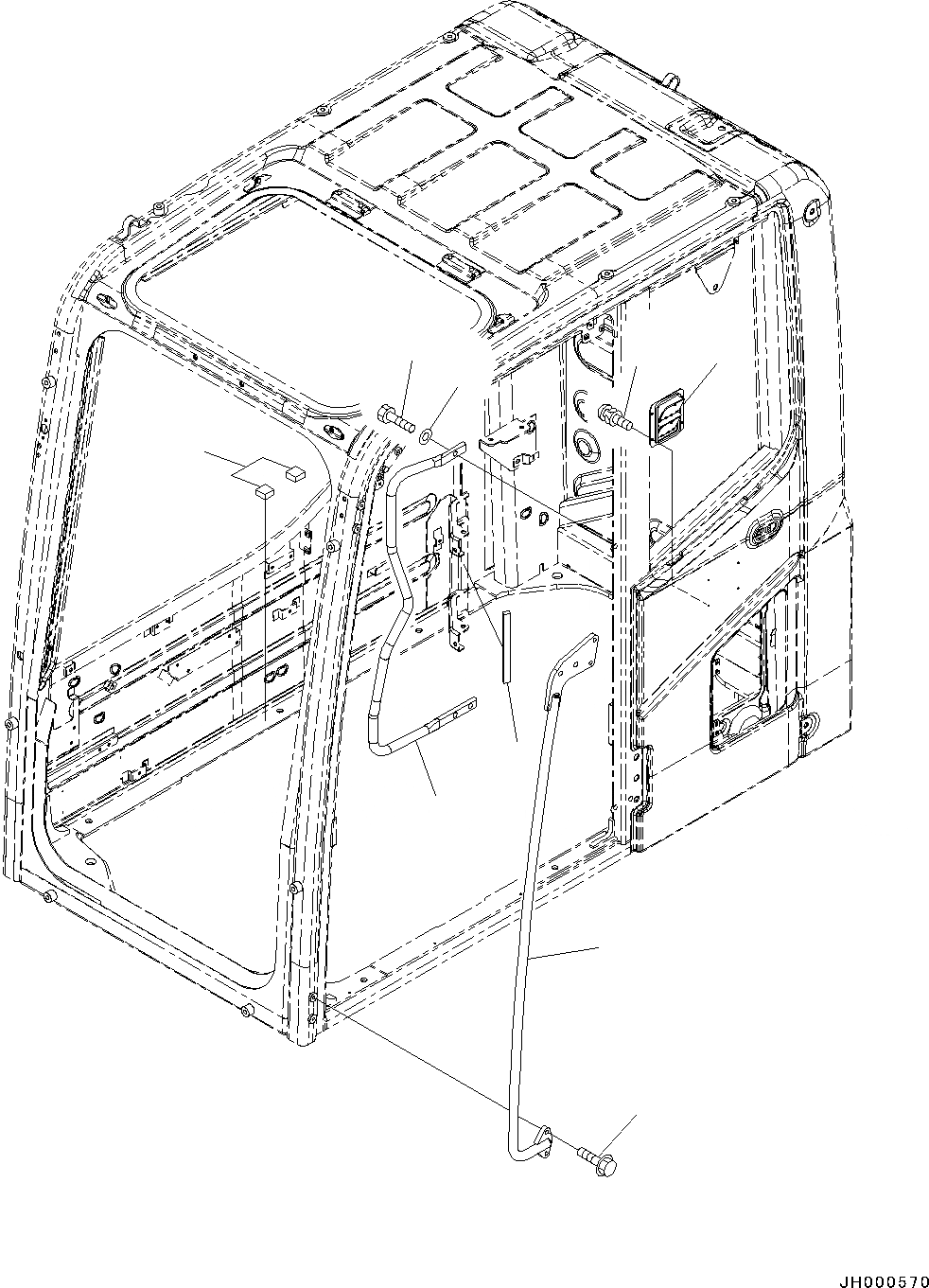 Схема запчастей Komatsu PC700LC-8E0 - КАБИНА, PRESSURE КЛАПАН И РУЧКА КАБИНА