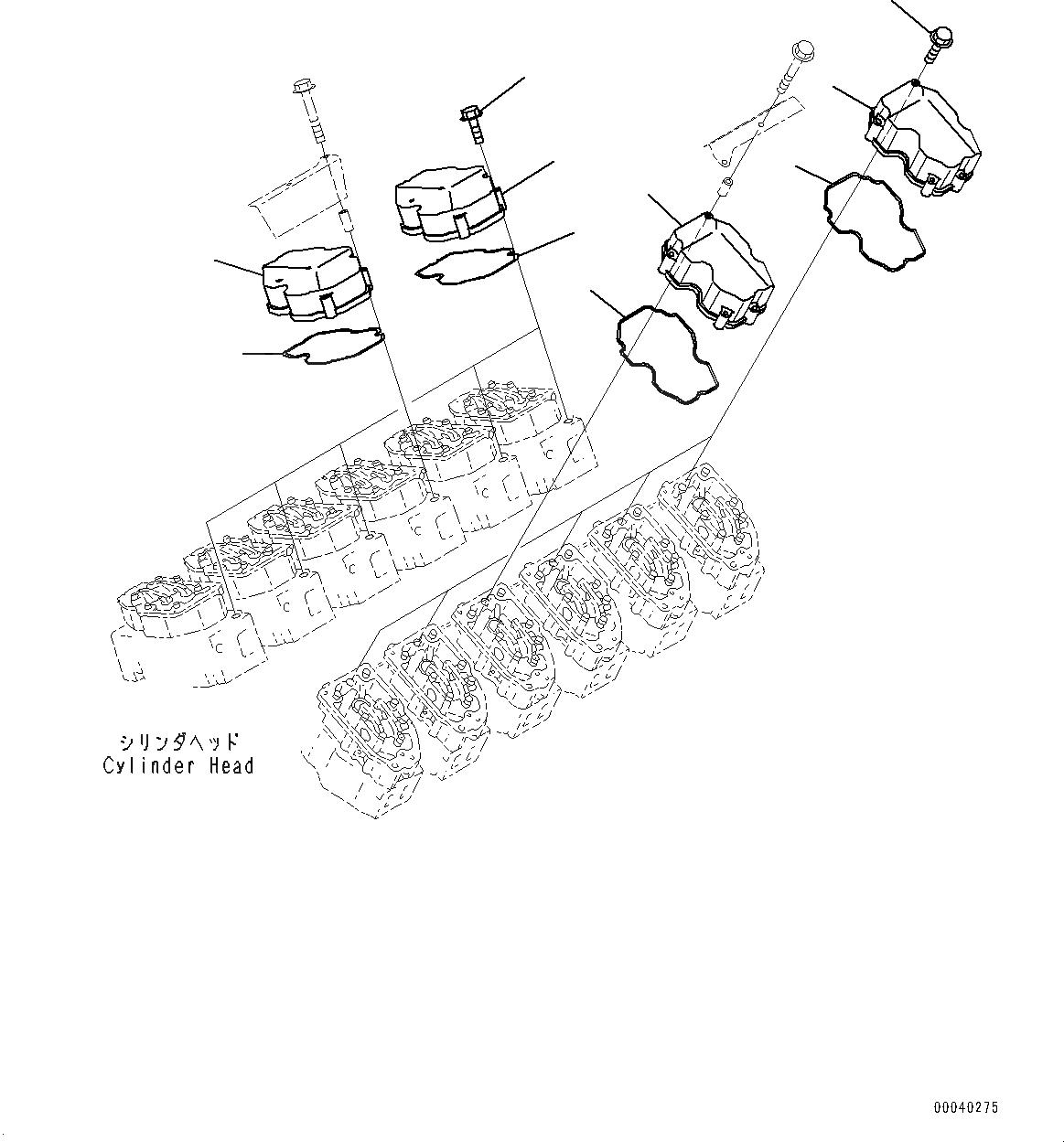 Схема запчастей Komatsu SAA12V140E-3B - ГОЛОВКА ЦИЛИНДРОВ КРЫШКА(№-) ГОЛОВКА ЦИЛИНДРОВ COVER