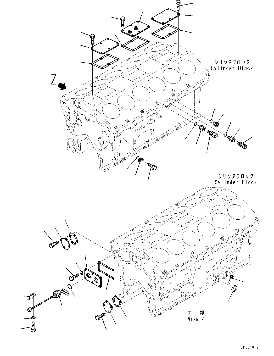 Схема запчастей Komatsu SAA12V140E-3B - ЭЛЕМЕНТЫ БЛОКА ЦИЛИНДРОВ (№-) ЭЛЕМЕНТЫ БЛОКА ЦИЛИНДРОВ, ДЛЯ ХОЛОДН. AREA СПЕЦ-ЯIFICATION A (- DEG C), ПОДДОН ДВИГ-ЛЯ И ПОДОГРЕВАТЕЛЬ ХЛАДАГЕНТА