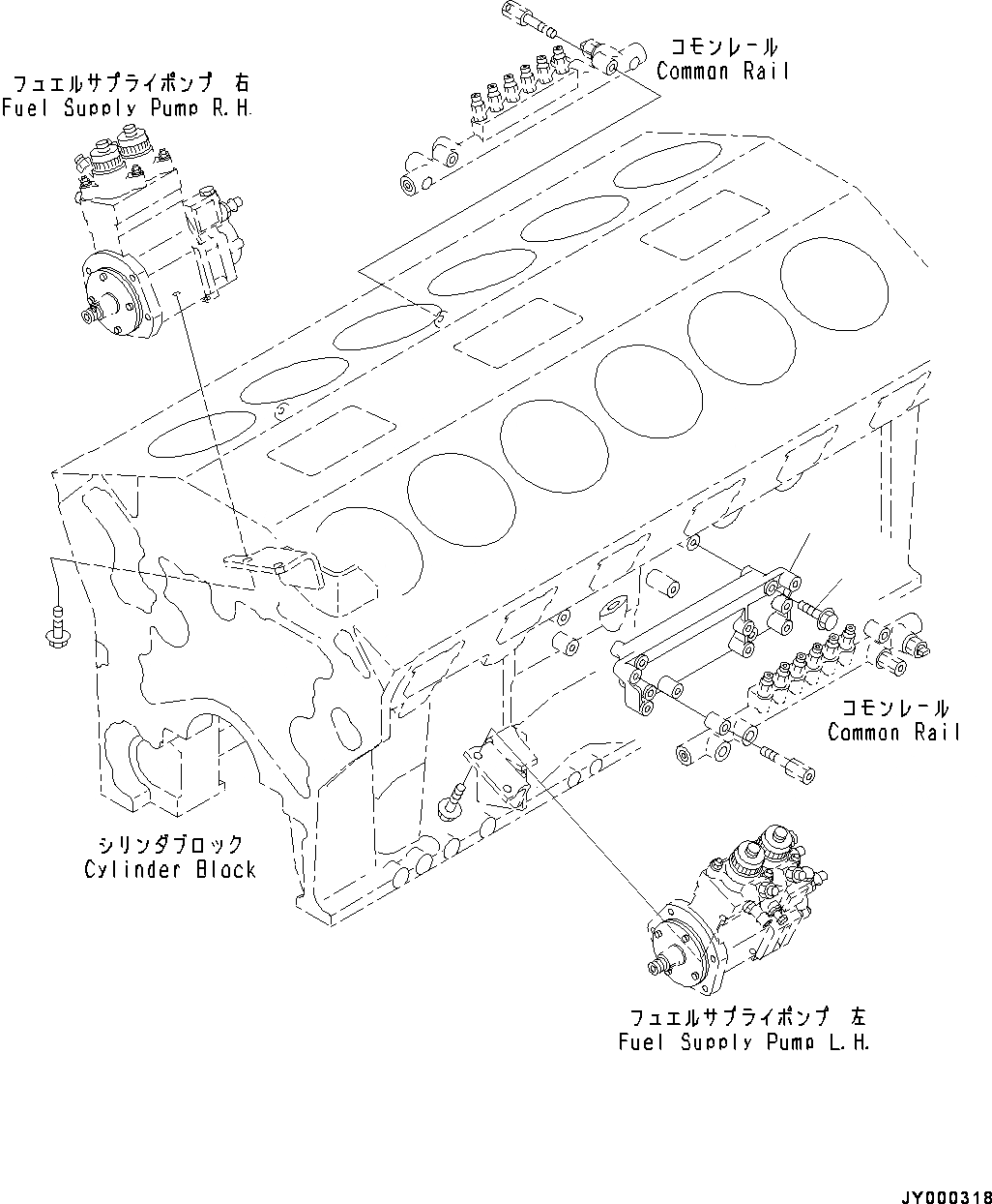 Схема запчастей Komatsu SAA12V140E-3B - ТОПЛИВН. НАСОС, COMMON RAIL КРЕПЛЕНИЕ (№-) ТОПЛИВН. НАСОС