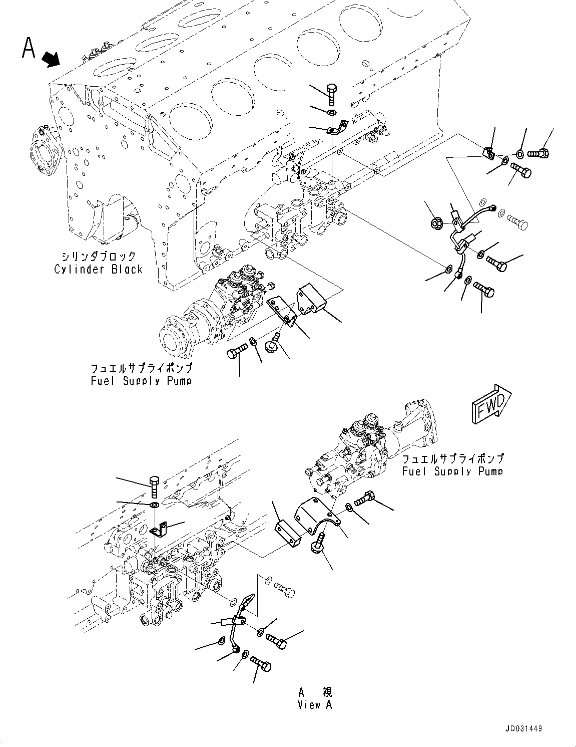 Схема запчастей Komatsu SAA12V140E-3B - ТОПЛИВН. НАСОС КОРПУС (№-) ТОПЛИВН. НАСОС КОРПУС, ДЛЯ BAD ТОПЛИВН. И ПЛОХ. ТОПЛИВО СПЕЦ-ЯIFICATION, ВОДН.+DUST