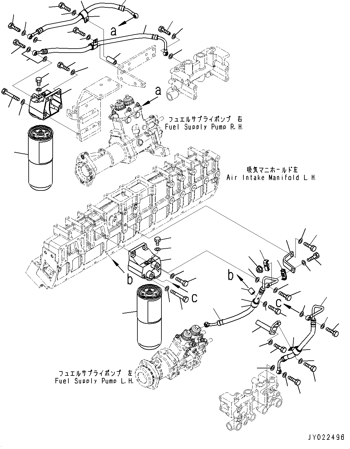 Схема запчастей Komatsu SAA12V140E-3B - ТОПЛИВОПРОВОД., ТРУБЫ ТОПЛ. ФИЛЬТРА (№-) ТОПЛИВОПРОВОД., ДЛЯ BAD ТОПЛИВН. И ПЛОХ. ТОПЛИВО СПЕЦ-ЯIFICATION, ВОДН.+DUST