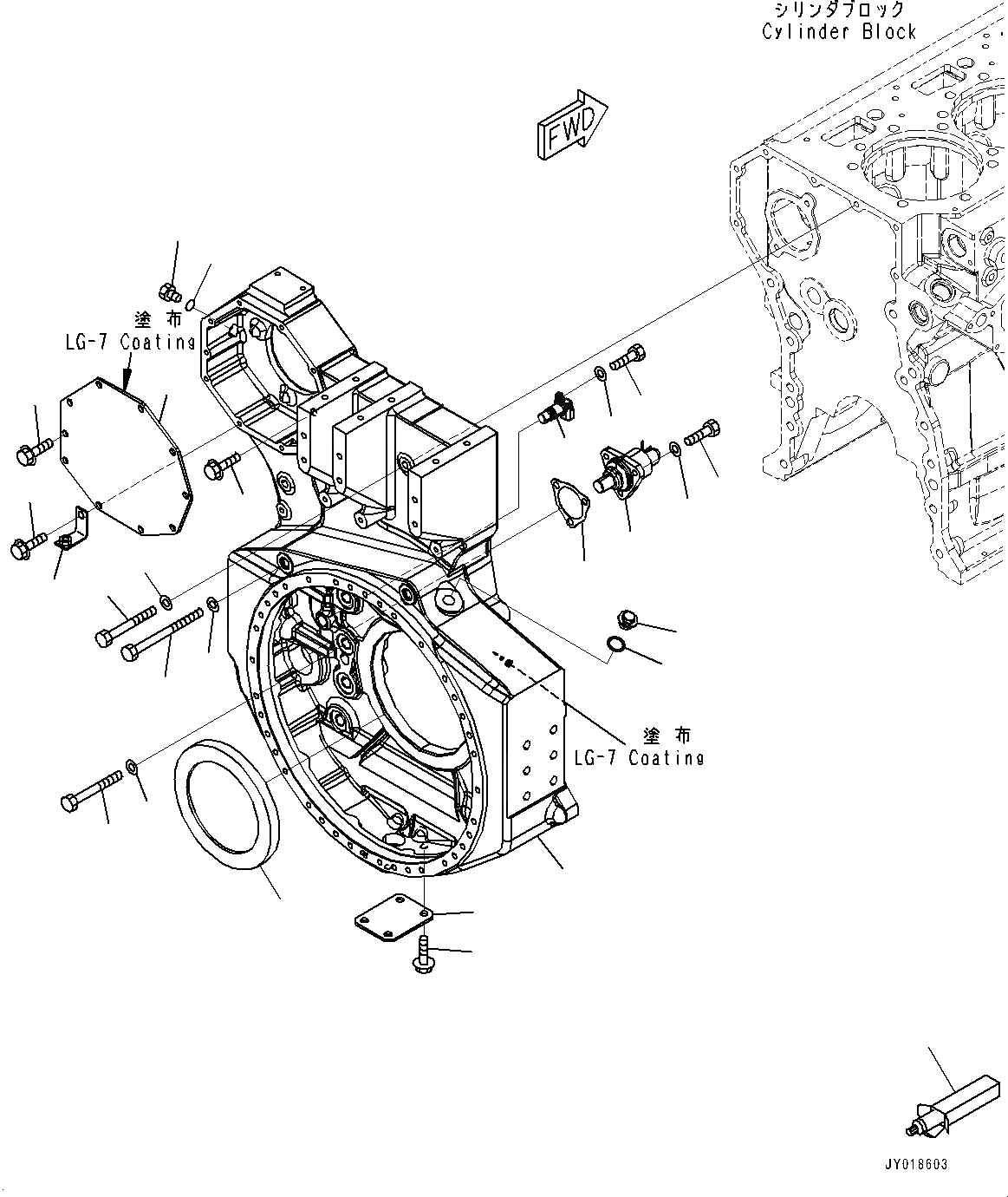 Схема запчастей Komatsu SAA6D170E-5B - КАРТЕР МАХОВИКА, (№89-) КАРТЕР МАХОВИКА