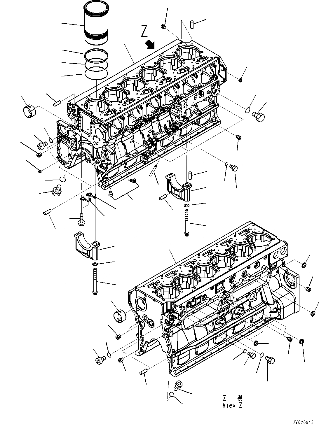 Схема запчастей Komatsu SAA6D170E-5B - БЛОК ЦИЛИНДРОВ, (№8-) БЛОК ЦИЛИНДРОВ