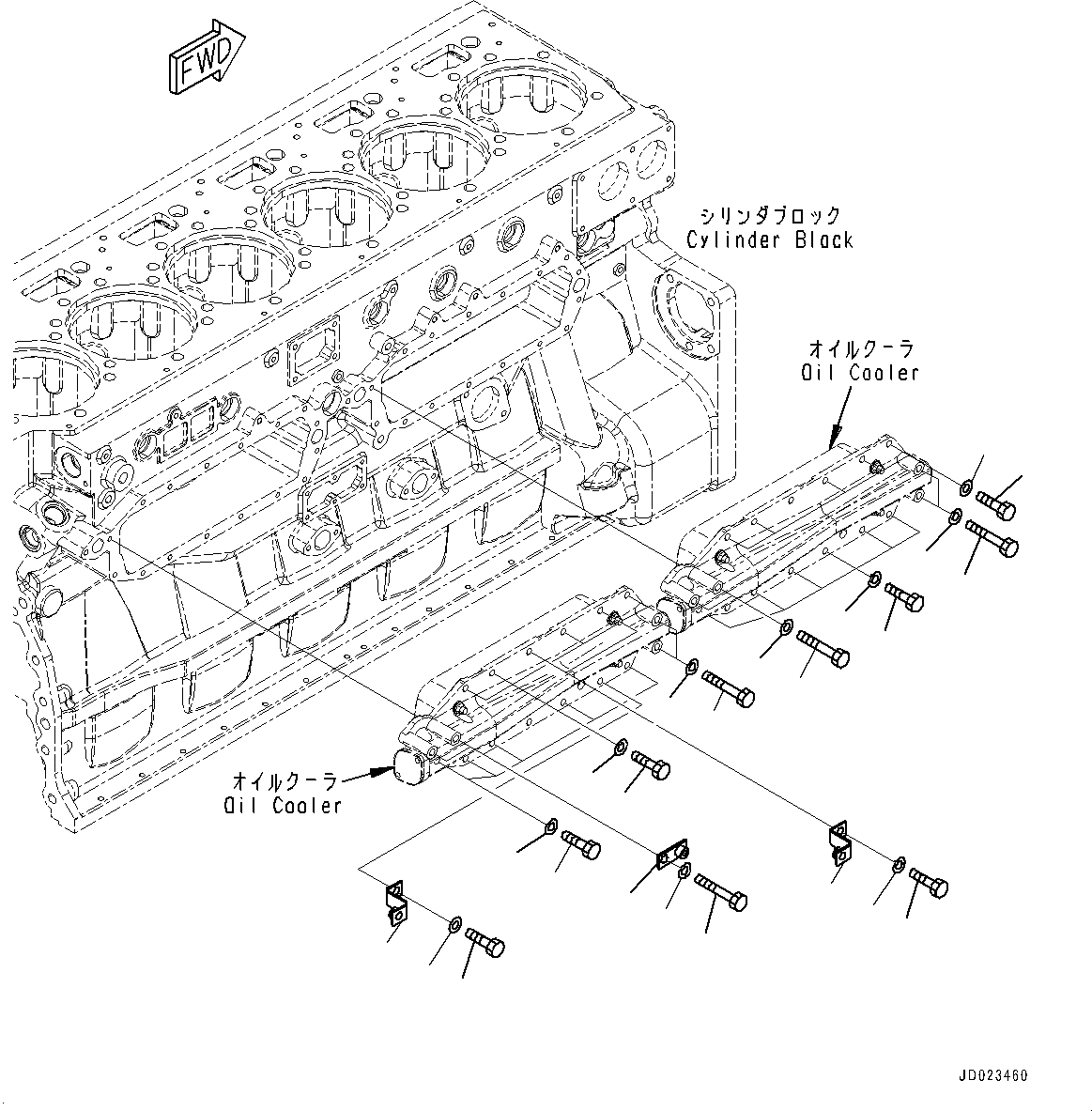 Схема запчастей Komatsu SAA6D170E-5B - ДВИГАТЕЛЬ МАСЛООХЛАДИТЕЛЬ КРЕПЛЕНИЕ (№8-) ДВИГАТЕЛЬ МАСЛООХЛАДИТЕЛЬ КРЕПЛЕНИЕ, С VHMS (VHMS)