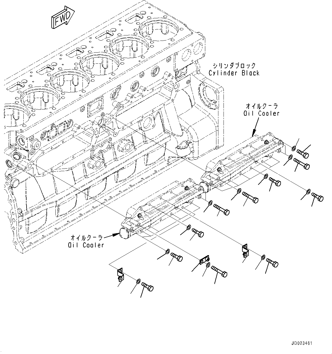 Схема запчастей Komatsu SAA6D170E-5B - ДВИГАТЕЛЬ МАСЛООХЛАДИТЕЛЬ КРЕПЛЕНИЕ (№8-) ДВИГАТЕЛЬ МАСЛООХЛАДИТЕЛЬ КРЕПЛЕНИЕ, БЕЗ VHMS (VHMS)