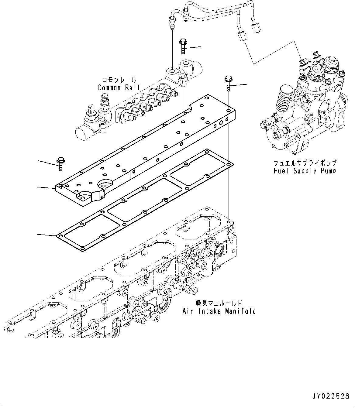 Схема запчастей Komatsu SAA6D170E-5B - ТОПЛИВН. НАСОС, COMMON RAIL КРЕПЛЕНИЕ (№8-) ТОПЛИВН. НАСОС