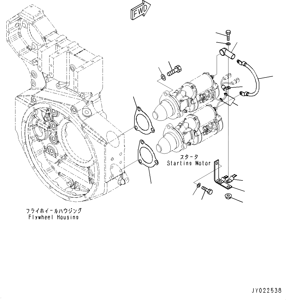 Схема запчастей Komatsu SAA6D170E-5B - СТАРТЕР, КРЕПЛЕНИЕ (№8-) СТАРТЕР, 7.KW