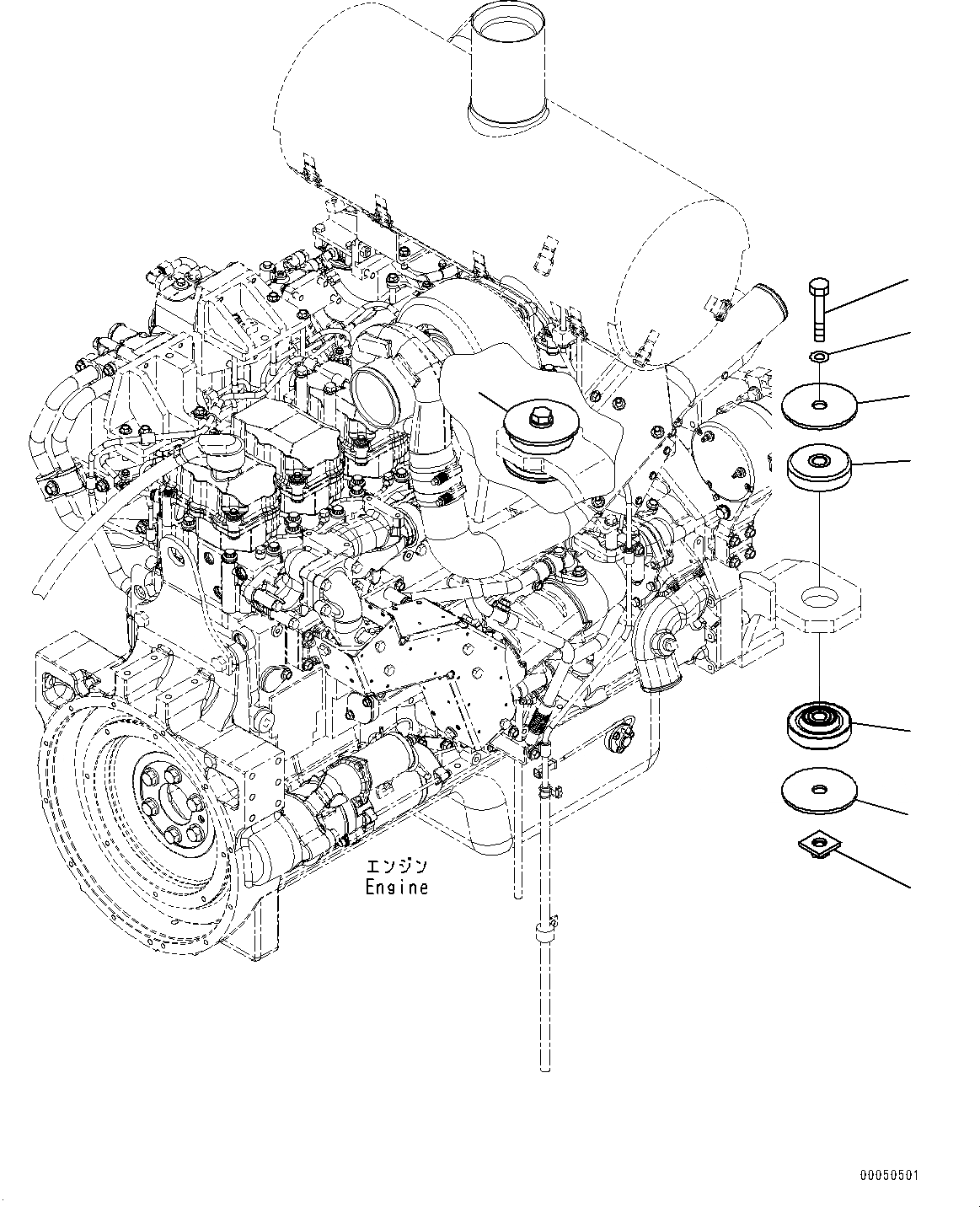 Схема запчастей Komatsu WA470-6A - КРЕПЛЕНИЕ ДВИГАТЕЛЯ (№9-) КРЕПЛЕНИЕ ДВИГАТЕЛЯ