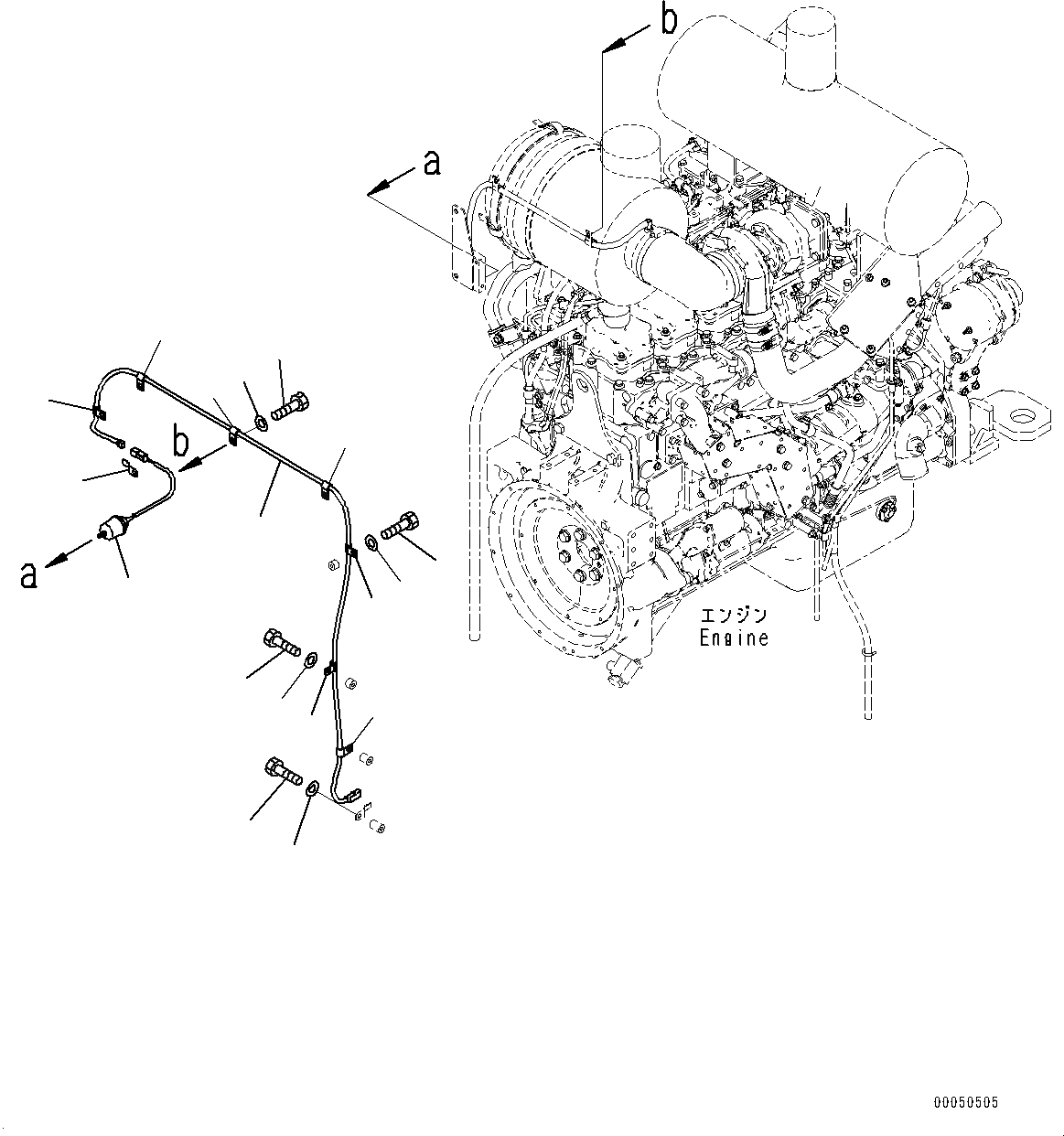 Схема запчастей Komatsu WA470-6A - ДВИГАТЕЛЬ ПРОВОДКА, ИНДИКАТОР ПЫЛИ (№9-) ДВИГАТЕЛЬ ПРОВОДКА, С KOMTRAX