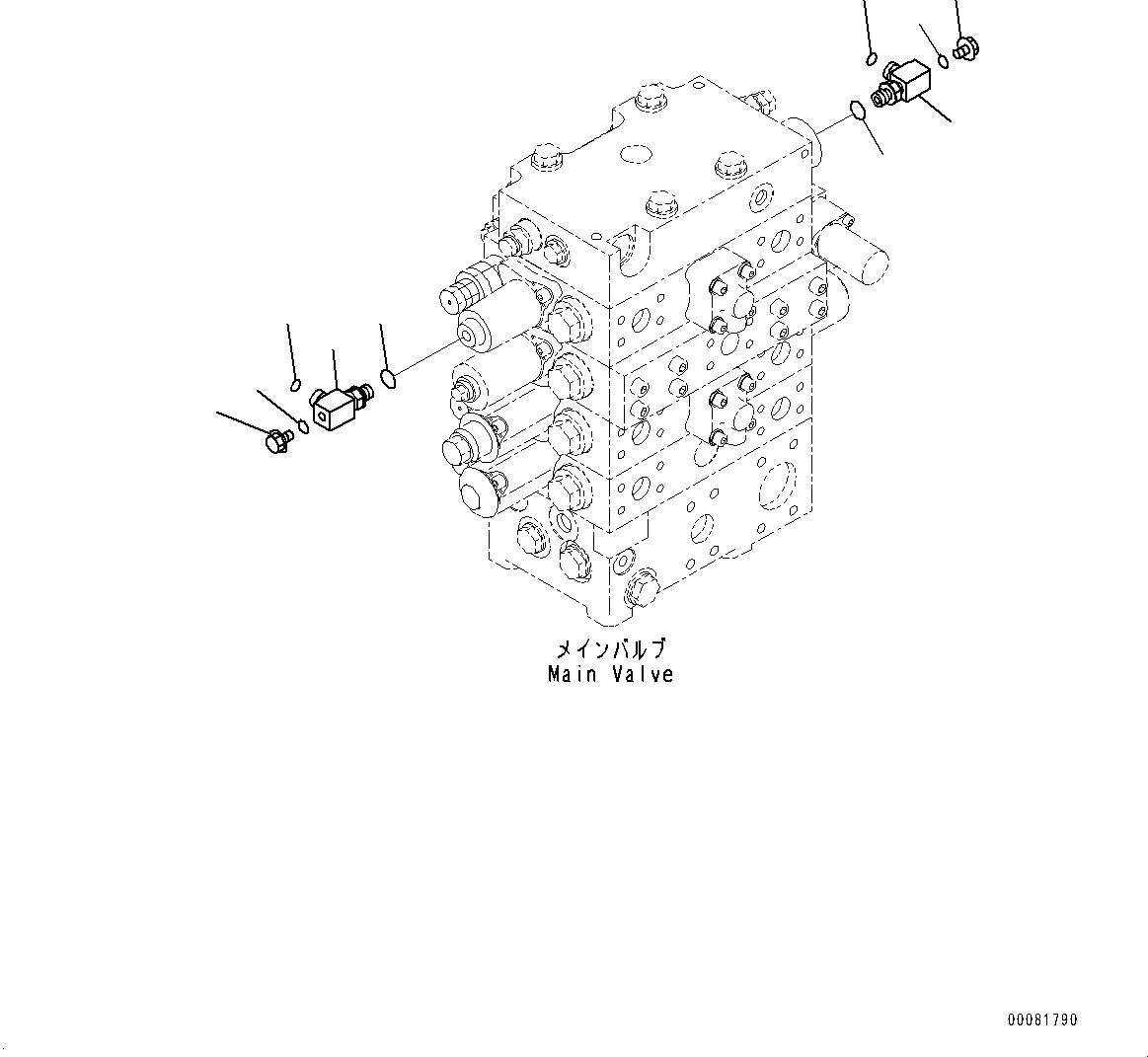 Схема запчастей Komatsu WA470-6A - ГИДРАВЛ МАСЛ. УПРАВЛЯЮЩ. КЛАПАН, ПАТРУБОК (/) (№9-) ГИДРАВЛ МАСЛ. УПРАВЛЯЮЩ. КЛАПАН, С 3-Х СЕКЦ. КОНТР. КЛАПАНОМ, ECSS