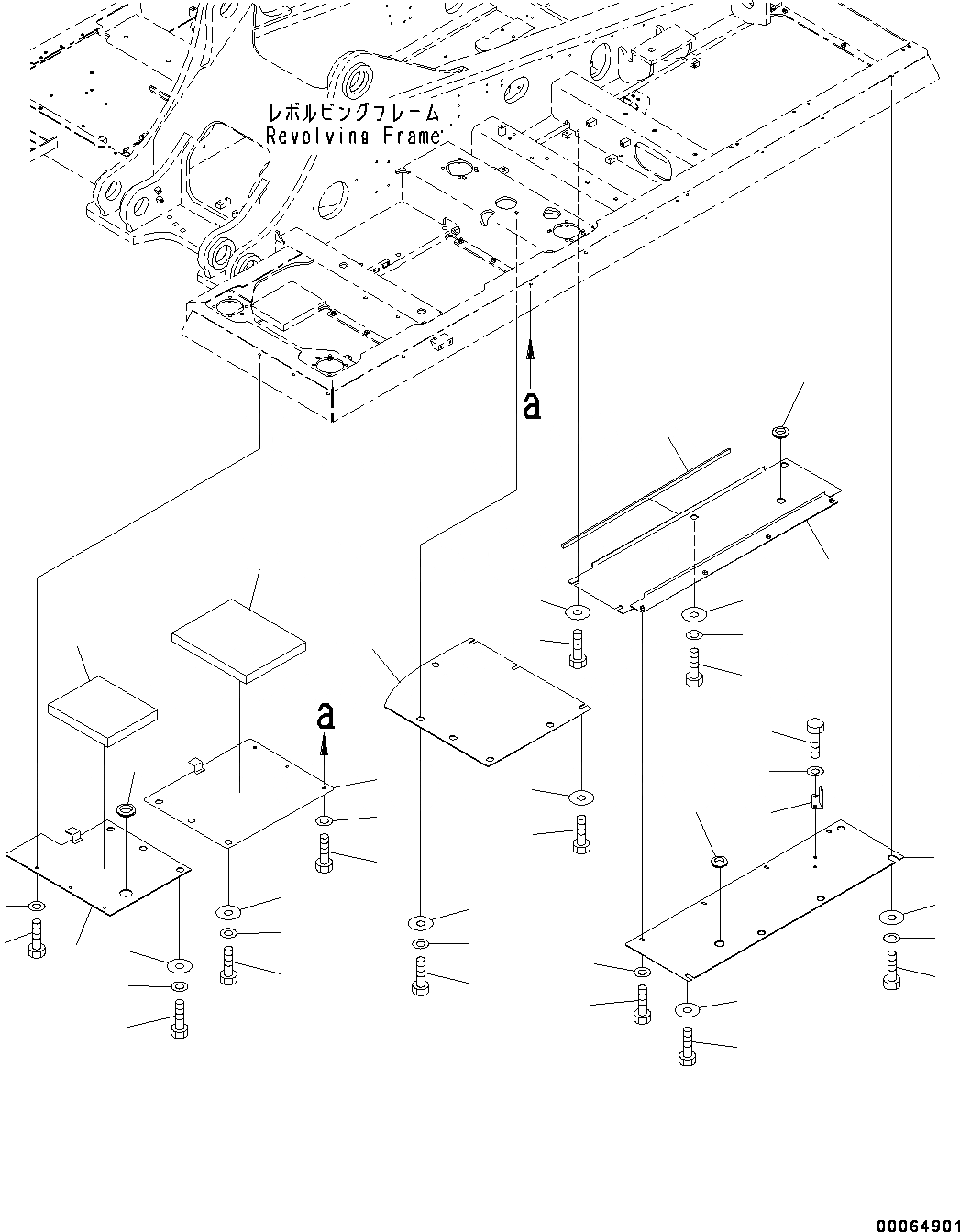 Схема запчастей Komatsu PC550LC-8 - НИЖН. КРЫШКА, (/) (№78-) НИЖН. КРЫШКА