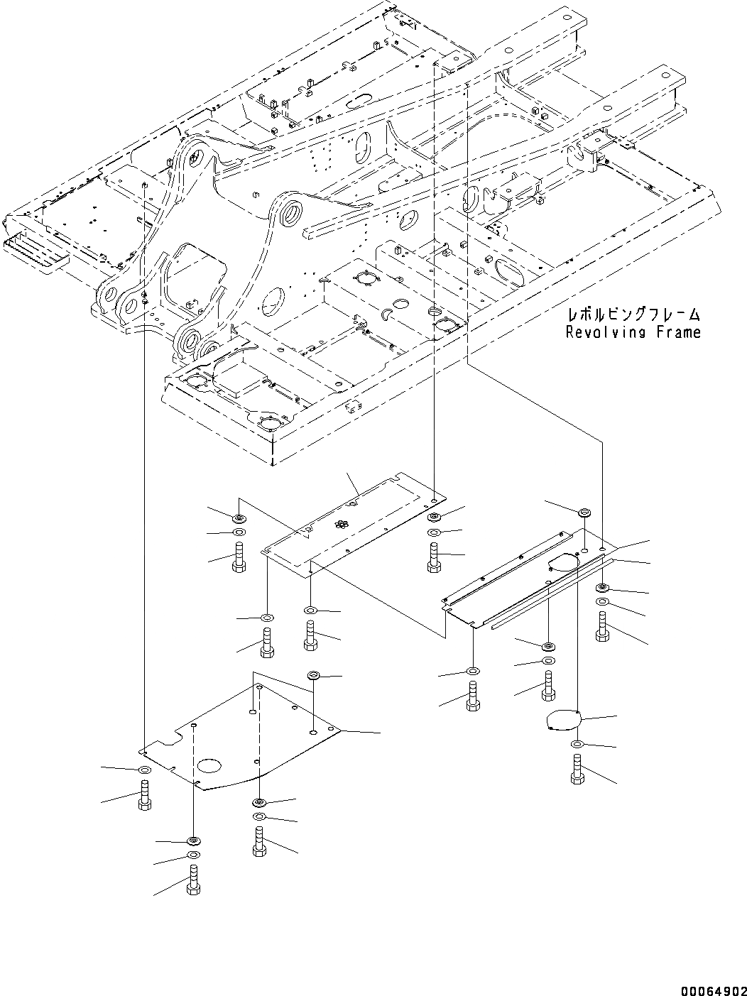 Схема запчастей Komatsu PC550LC-8 - НИЖН. КРЫШКА, (/) (№78-) НИЖН. КРЫШКА