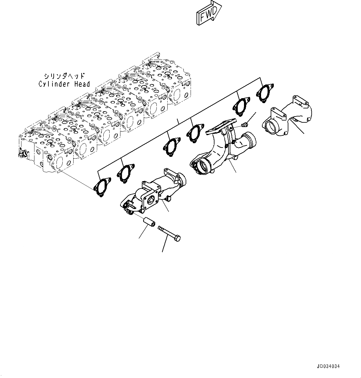 Схема запчастей Komatsu SAA6D125E-5D - ВЫПУСКНОЙ КОЛЛЕКТОР (№7-) ВЫПУСКНОЙ КОЛЛЕКТОР