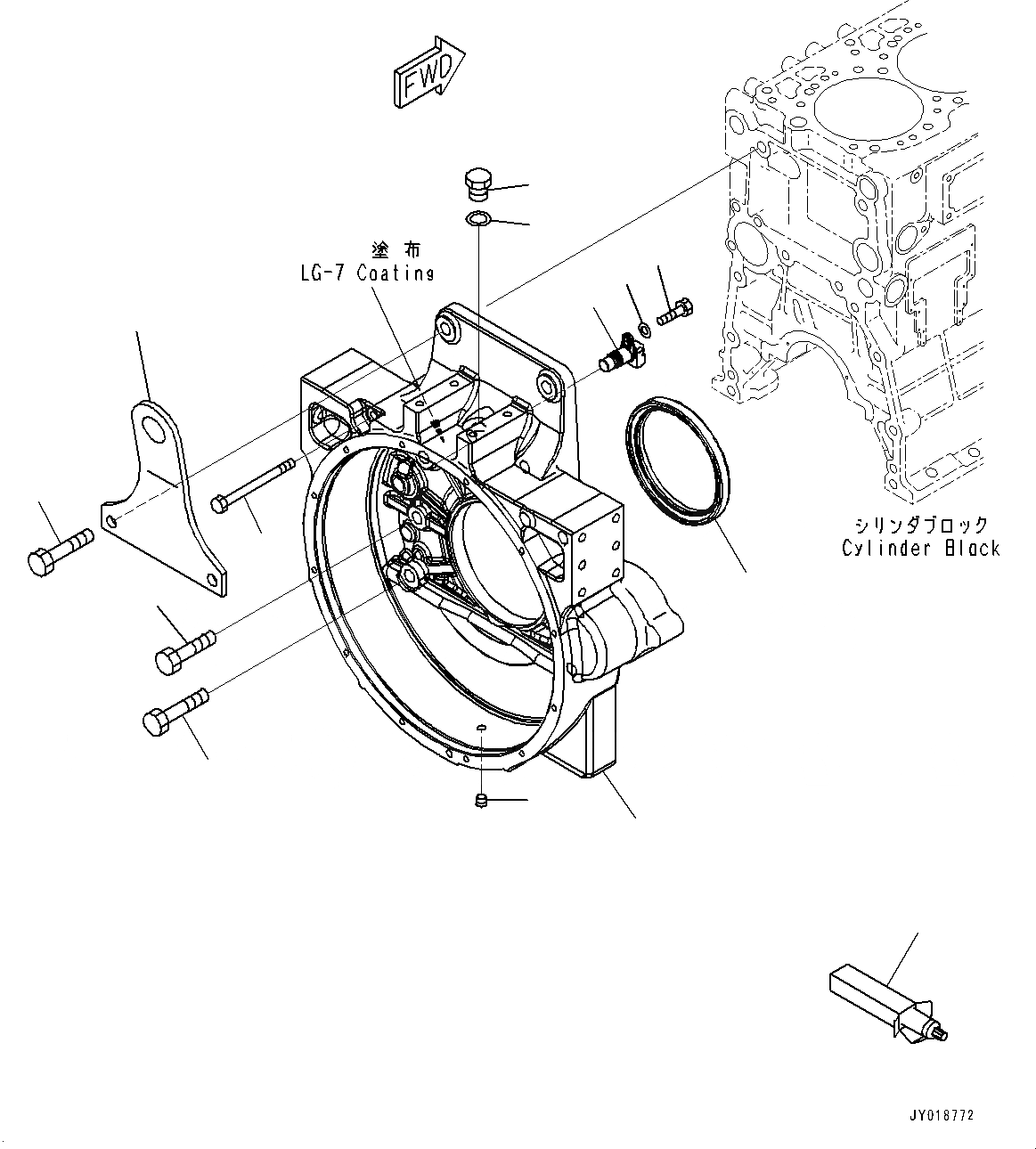 Схема запчастей Komatsu SAA6D125E-5D - КАРТЕР МАХОВИКА, (№7-) КАРТЕР МАХОВИКА