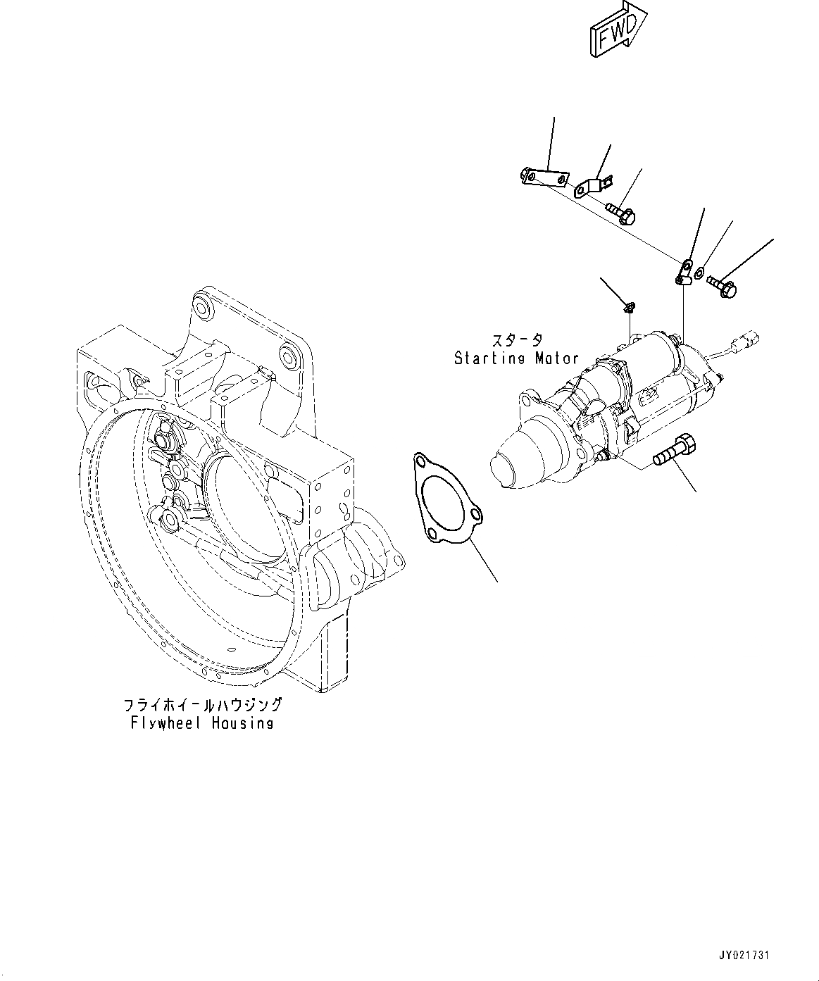 Схема запчастей Komatsu SAA6D125E-5D - СТАРТЕР, КРЕПЛЕНИЕ (№7-) СТАРТЕР, 7.KW