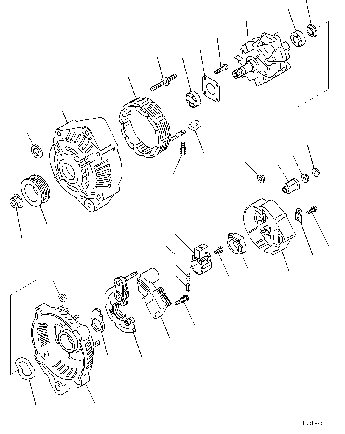 Схема запчастей Komatsu SAA6D107E-1A - ГЕНЕРАТОР, ВНУТР. ЧАСТИ (№-) ГЕНЕРАТОР, ДЛЯ AMP