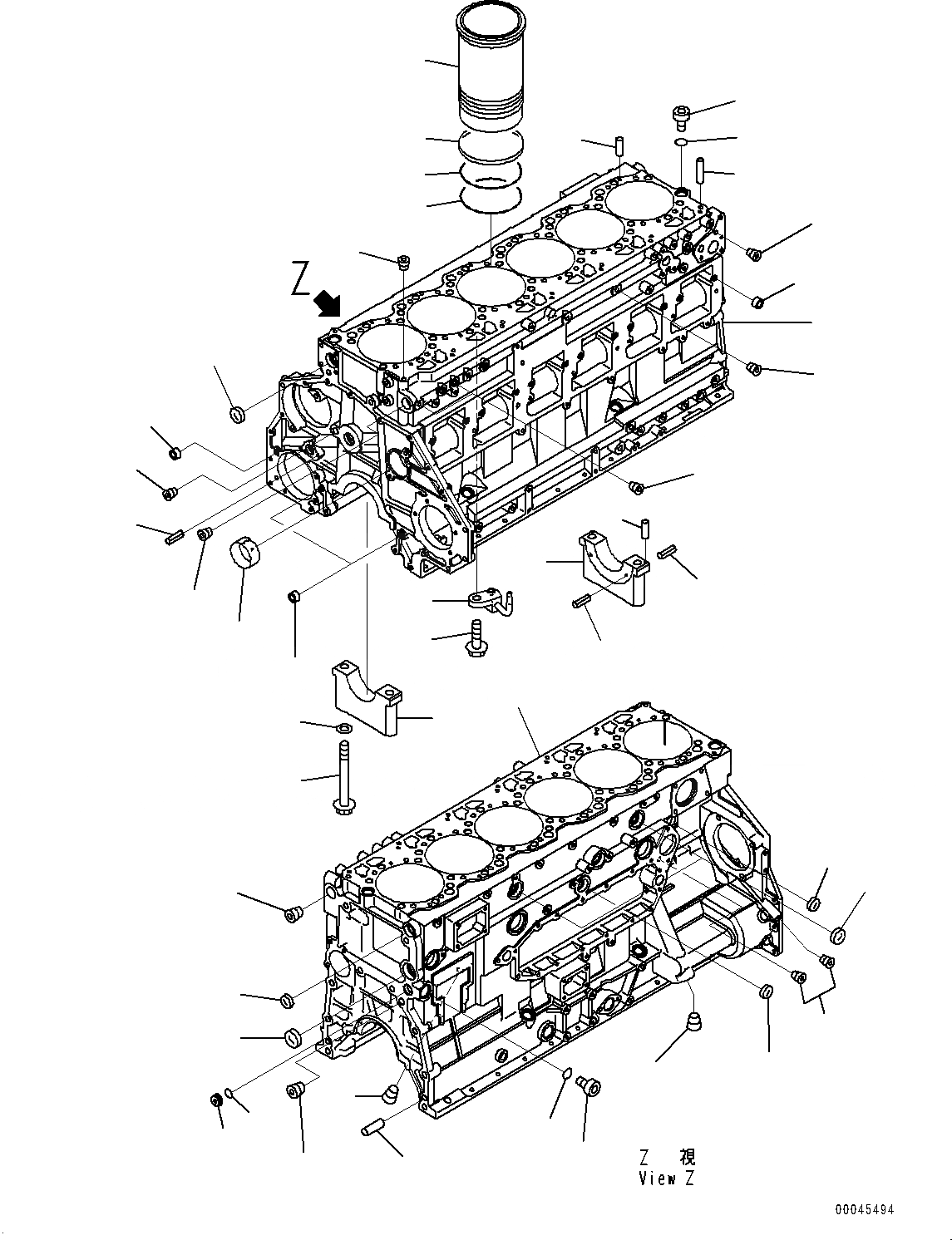 Схема запчастей Komatsu SAA6D125E-5G - БЛОК ЦИЛИНДРОВ (№79-) БЛОК ЦИЛИНДРОВ