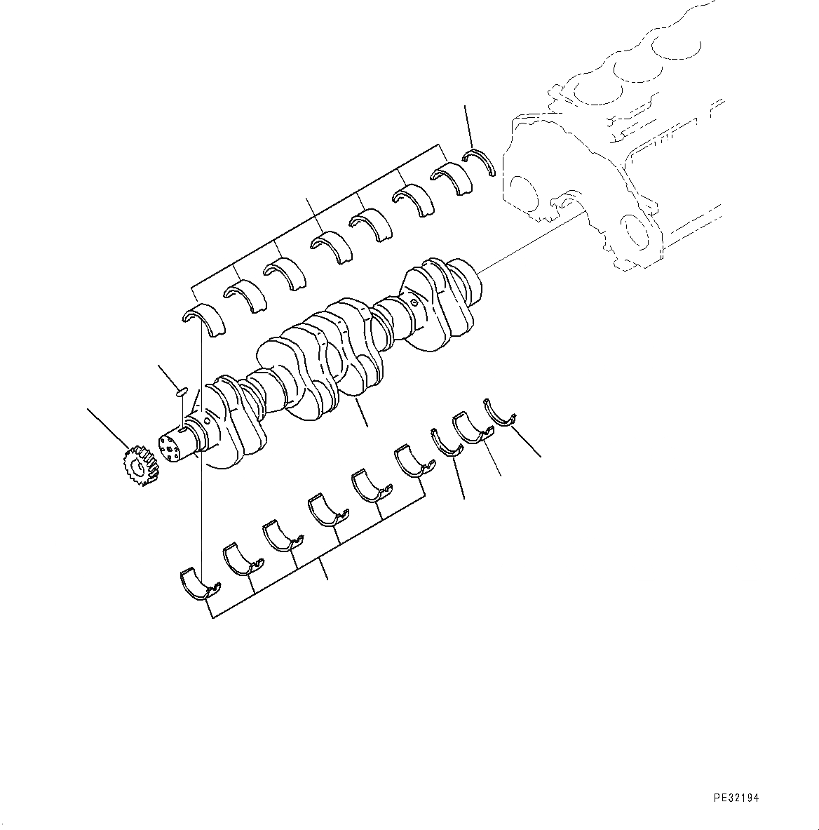 Схема запчастей Komatsu SAA6D125E-5G - КОЛЕНВАЛ (№79-) КОЛЕНВАЛ