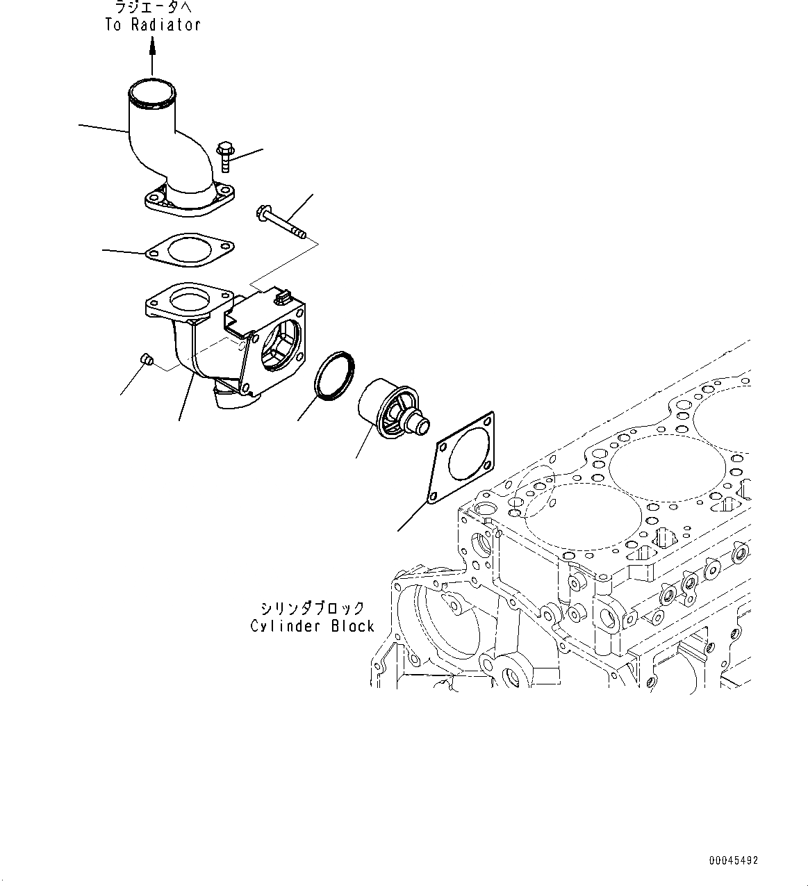 Схема запчастей Komatsu SAA6D125E-5G - ТЕРМОСТАТ И ТЕРМОСТАТ (№79-) ТЕРМОСТАТ И ТЕРМОСТАТ