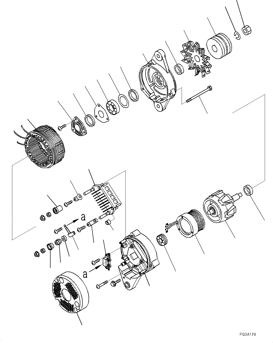 Схема запчастей Komatsu SAA6D125E-5G - ГЕНЕРАТОР, ВНУТР. ЧАСТИ (№79-) ГЕНЕРАТОР, ДЛЯ AMP