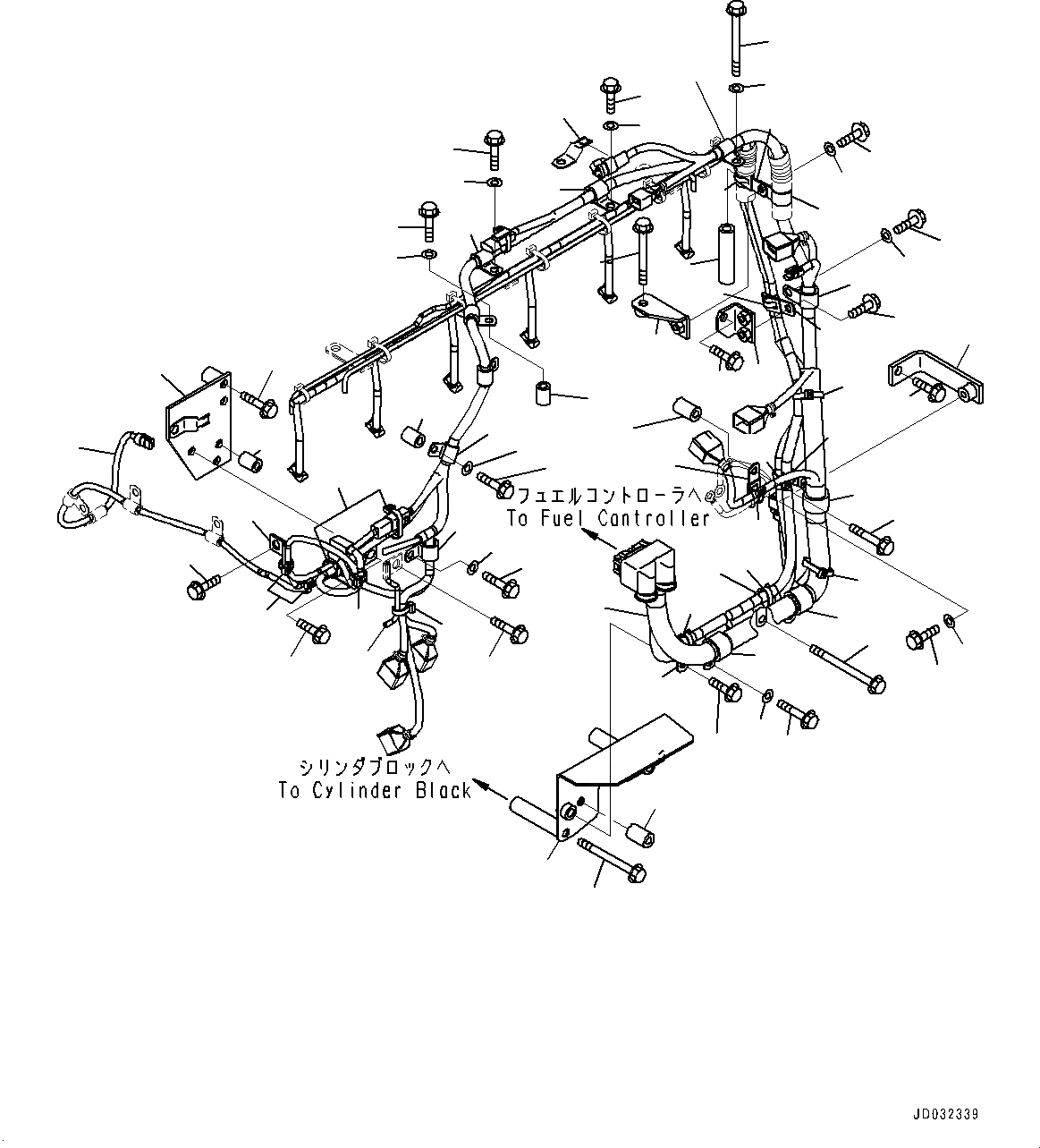 Схема запчастей Komatsu SAA6D125E-5G - ПРОВОДКА, ПРОВОДКА, ДВИГАТЕЛЬ (№79-) ПРОВОДКА