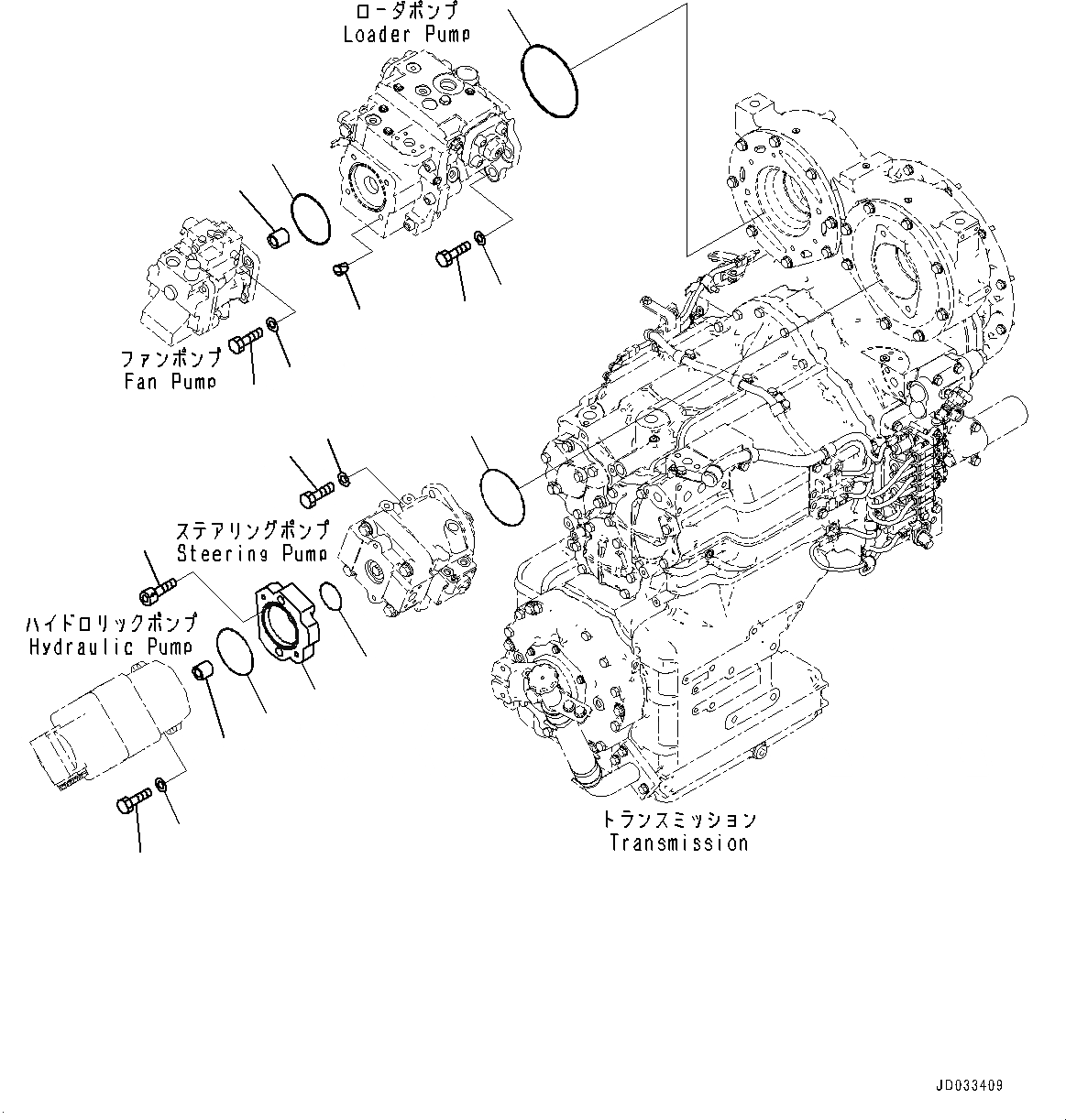 Схема запчастей Komatsu WA470-6 - ГИДР. НАСОС., КРЕПЛЕНИЕ (№9-) ГИДР. НАСОС., БЕЗ ЭКСТРЕНН. РУЛЕВ. УПРАВЛЕНИЕ, АВТОМАТИЧ. УПРАВЛ-Е ТИП