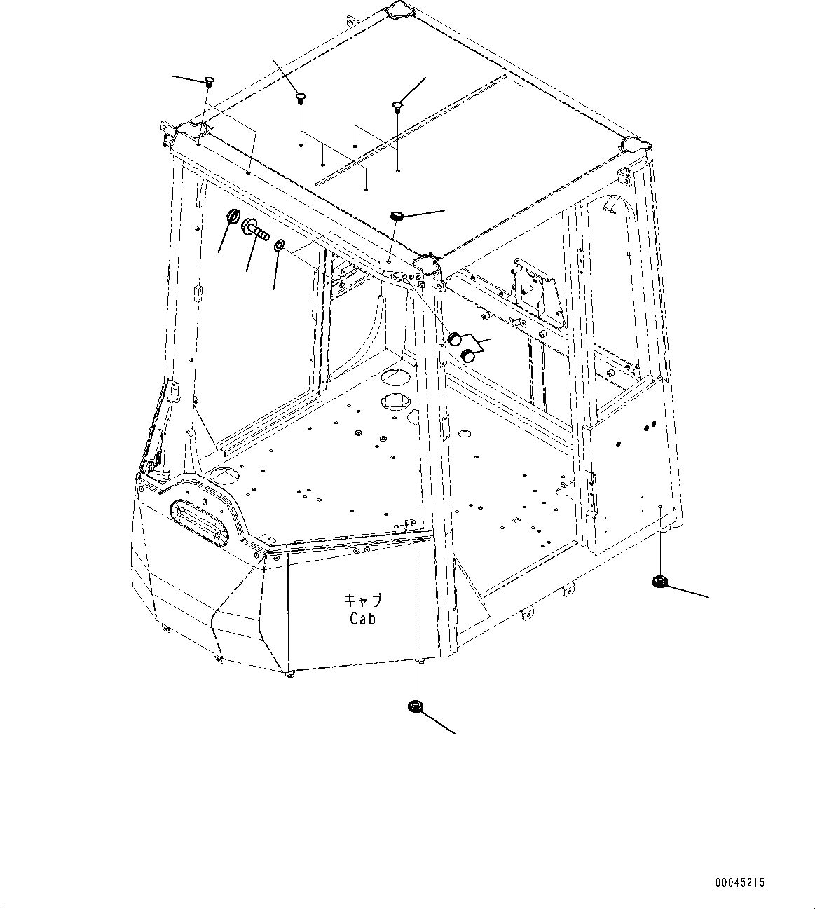 Схема запчастей Komatsu WA470-6 - КАБИНА ROPS, КРЫШКА (№9-) КАБИНА ROPS, MONOCOQUE ТИП, BOTH РАМА ОКНА