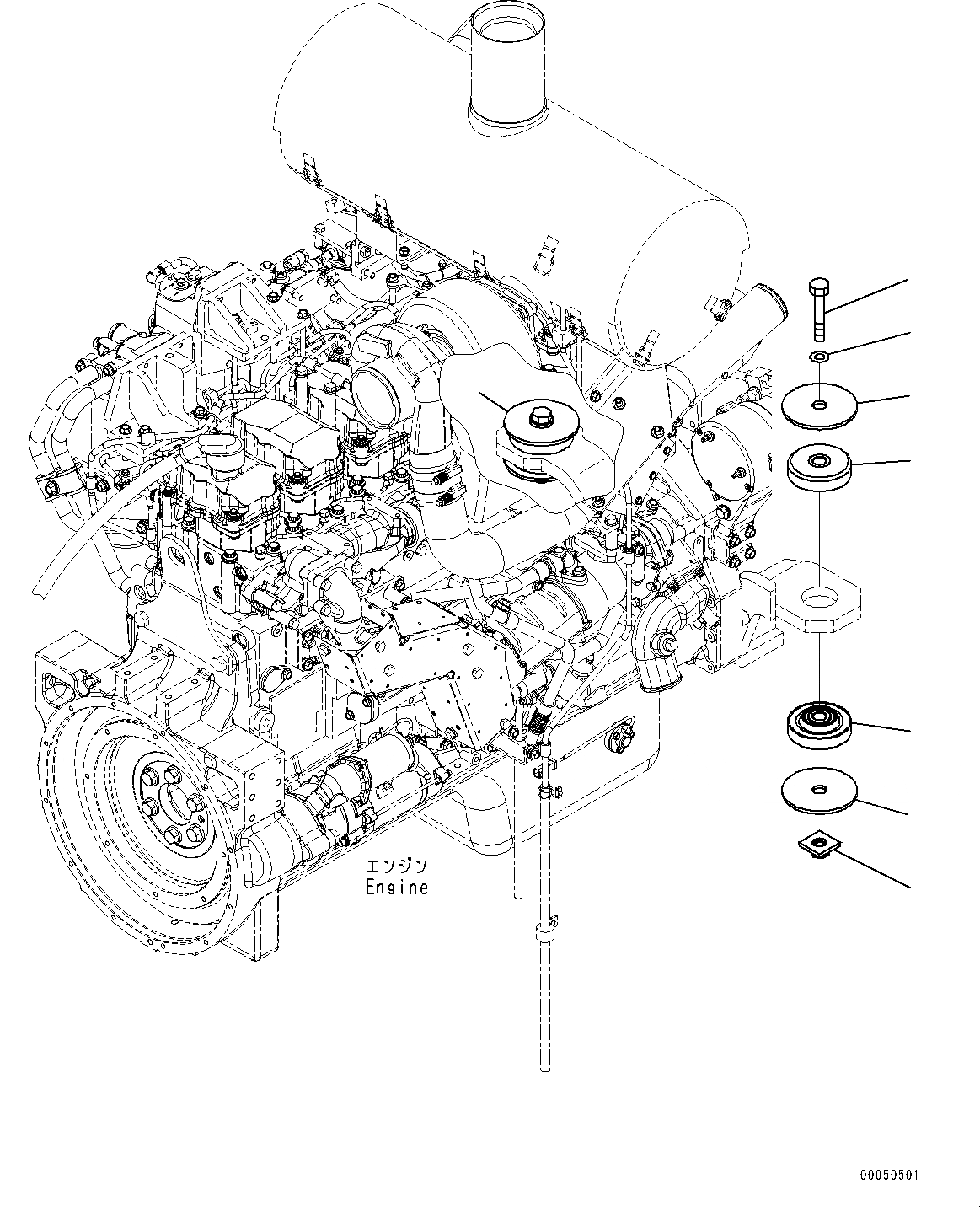 Схема запчастей Komatsu WA480-6 - КРЕПЛЕНИЕ ДВИГАТЕЛЯ (№9-) КРЕПЛЕНИЕ ДВИГАТЕЛЯ