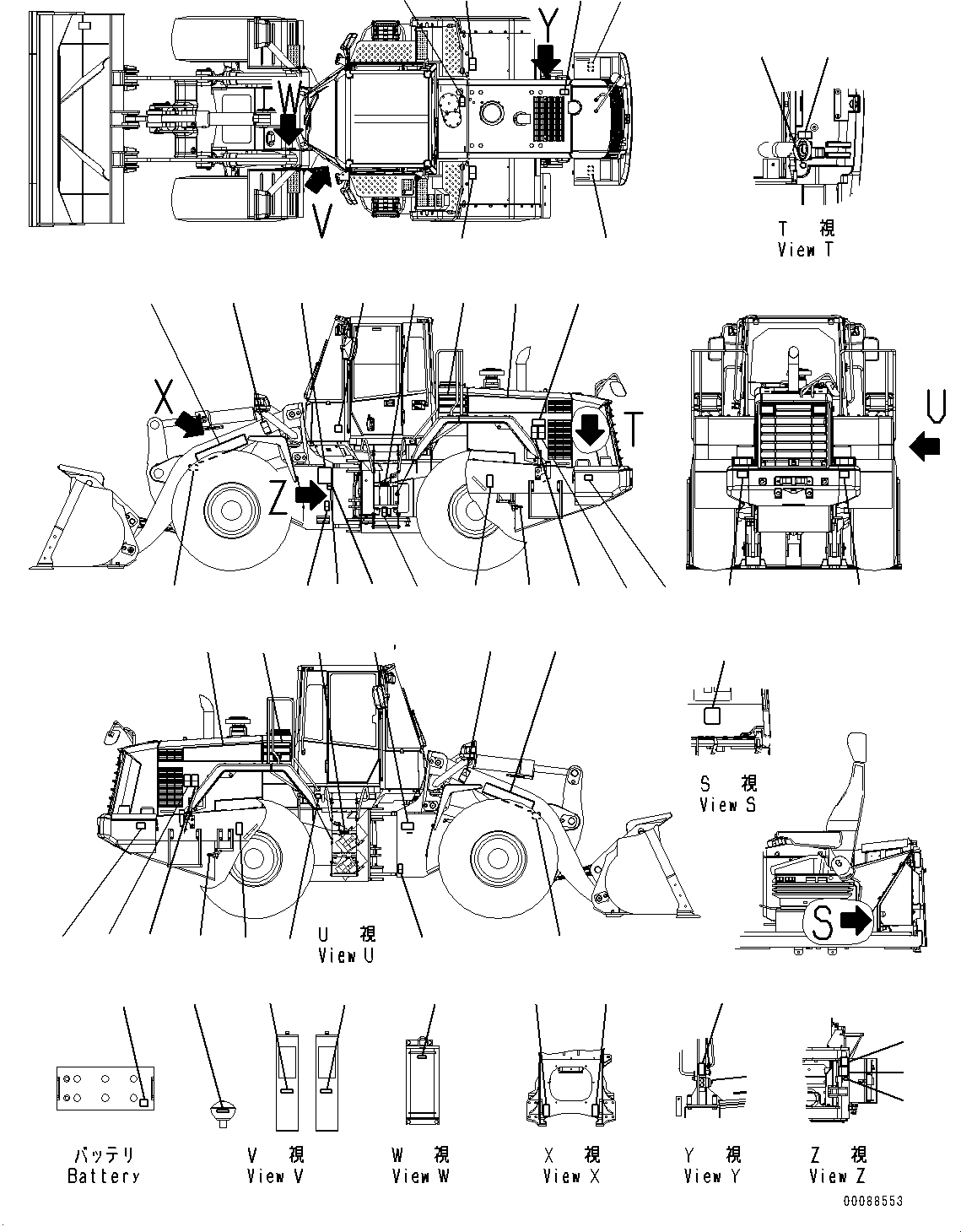 Схема запчастей Komatsu WA480-6 - МАРКИРОВКА, EXTERIOR (№9-9779) МАРКИРОВКА, ТУРЦИЯ-АНГЛ.