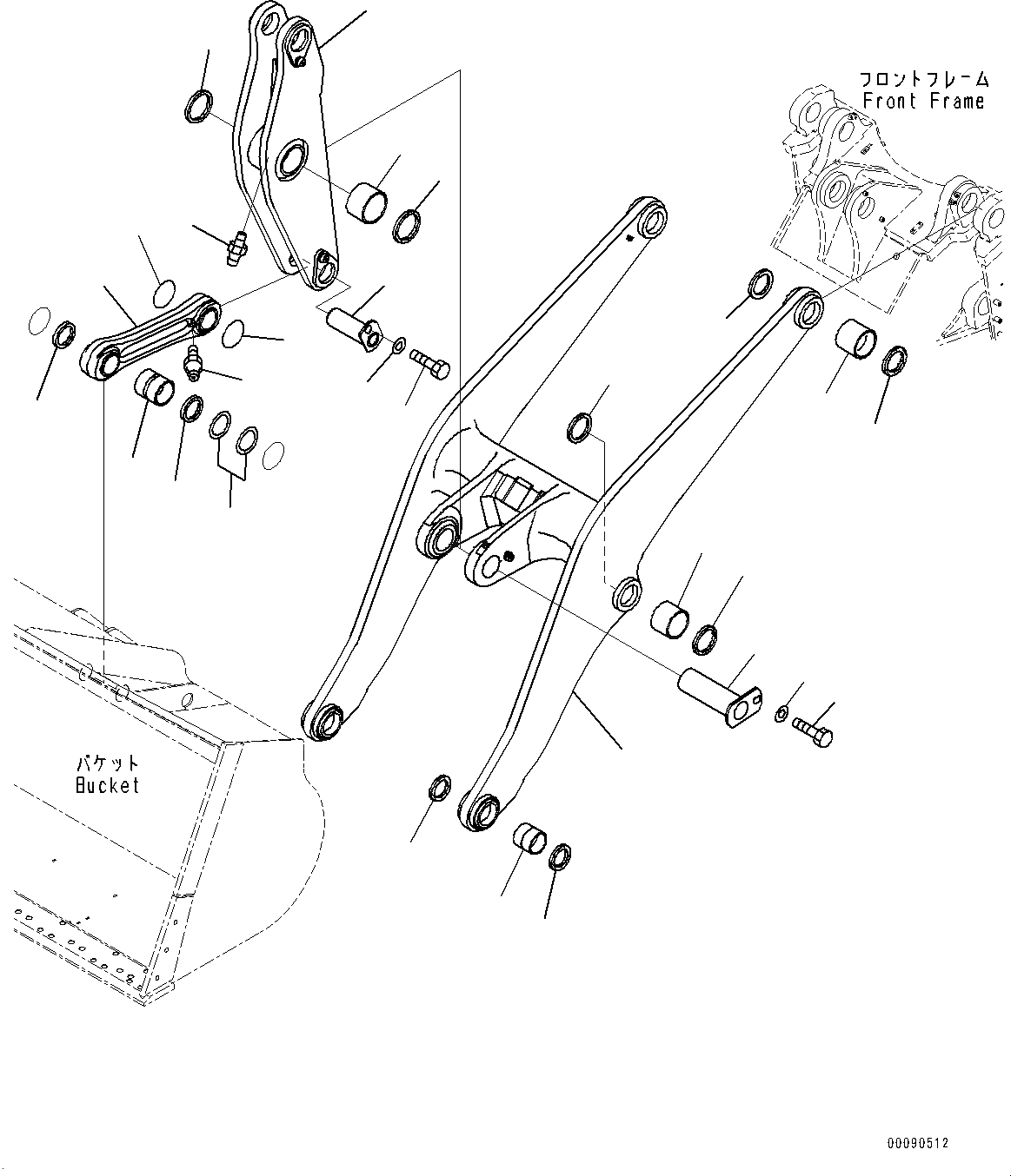 Схема запчастей Komatsu WA480-6 - РУКОЯТЬ И BELL CRANK, СТРЕЛА, BELL CRANK И СОЕДИНИТЕЛЬН. ЗВЕНО (№9-) РУКОЯТЬ И BELL CRANK, С УДАЛЕНН. СИСТ. СМАЗКИ, ЗАДН. МОСТ, ЦИЛИНДР РУЛЕВ. УПР-Я, КОВШ, 2-Х СЕКЦИОНН. УПРАВЛЯЮЩ. КЛАПАН