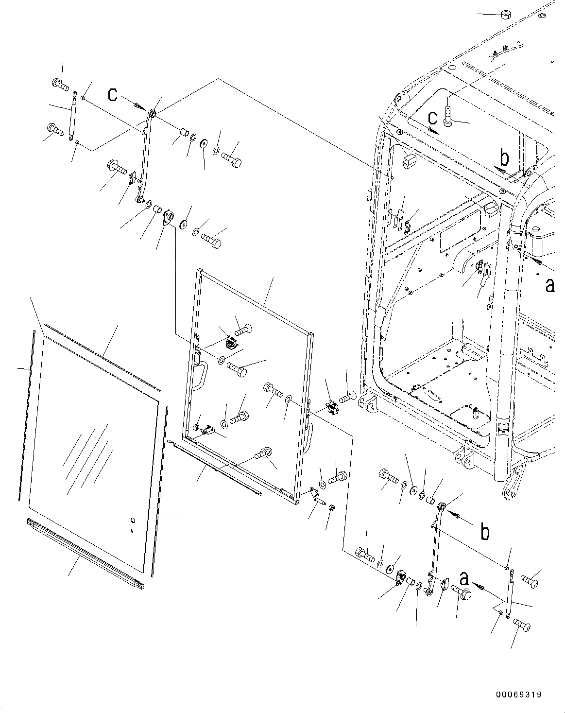 Схема запчастей Komatsu PC20MR-3 - КАБИНА, ПЕРЕДН. ОКНА (№-) КАБИНА, С МАСТЕР КЛЮЧ, ДЛЯ -ДОПОЛН. АКТУАТОР ТРУБЫ